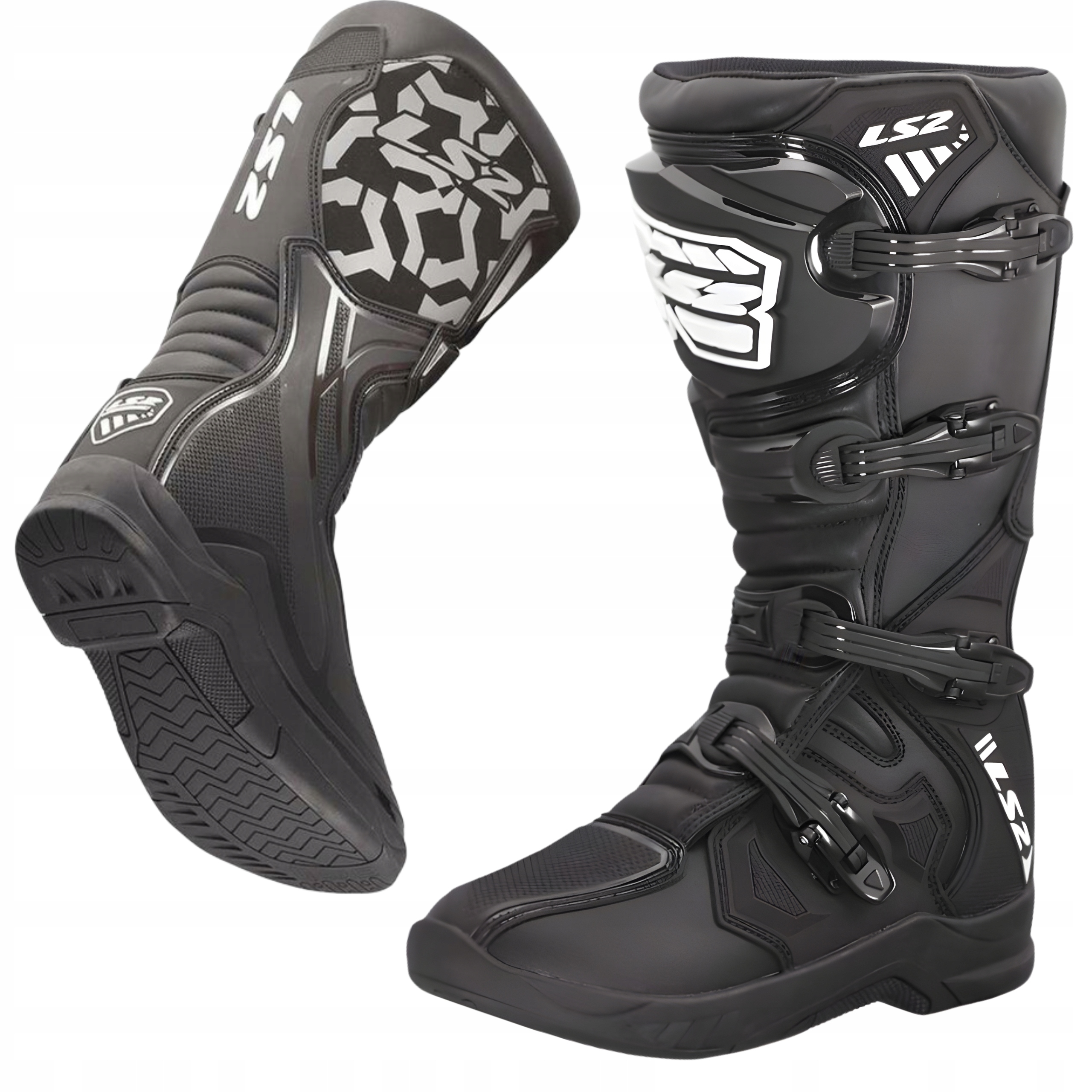 LS2 Raptor Motocyklové Crossové enduro terénne Topánky MX Black Čierna 42
