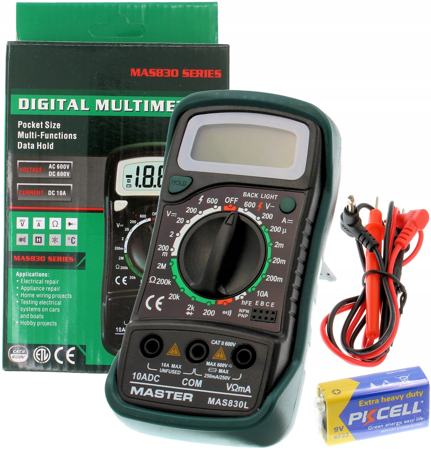 Miernik Cyfrowy MAS830L Multimetr Gumowa Obudowa