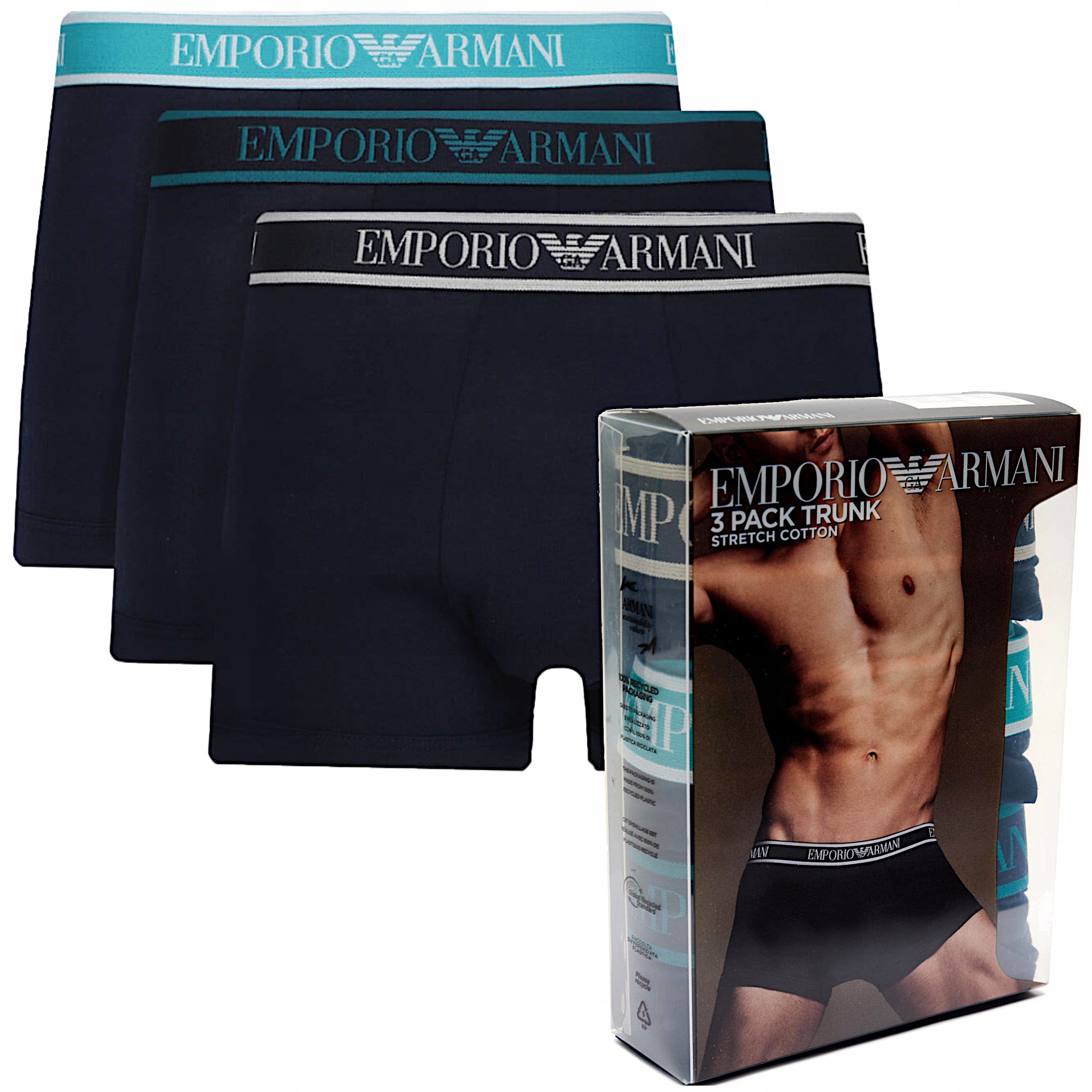 Pánské bavlněné boxerky Emporio Armani 3 pack sada jako dárek M