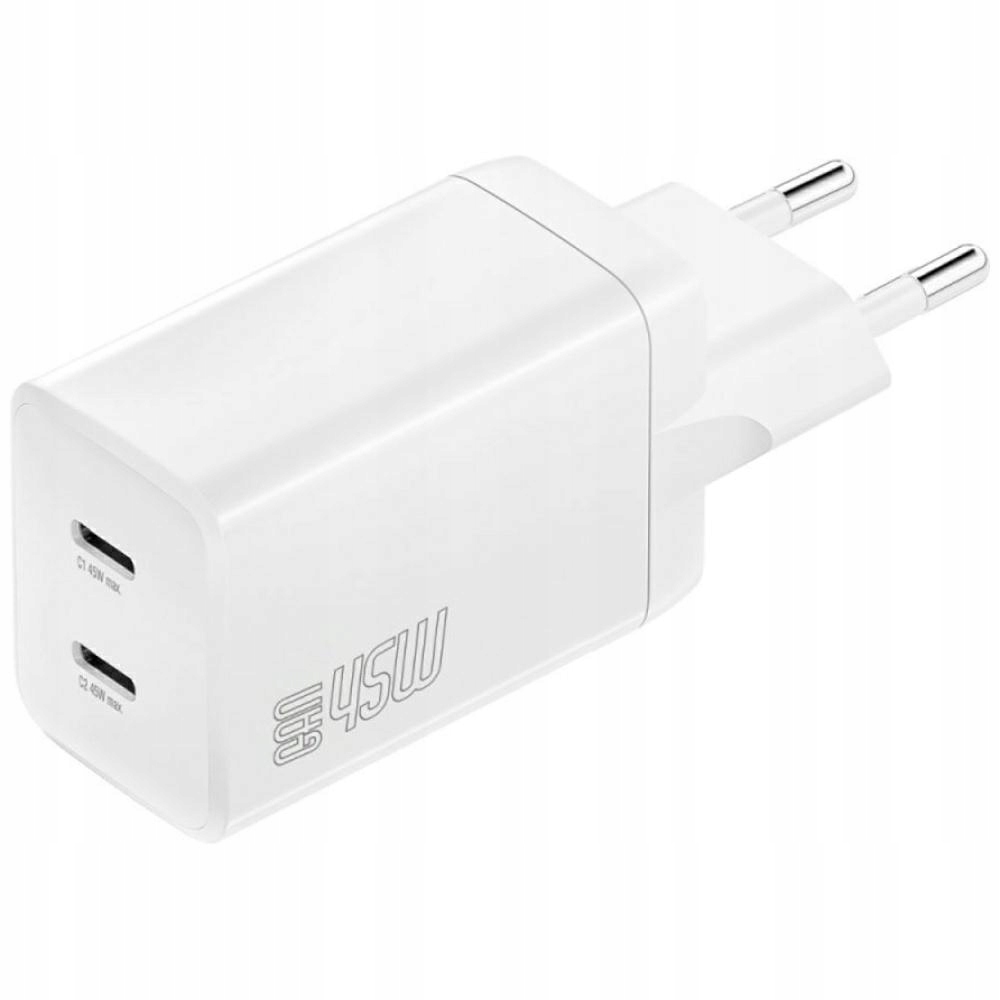 Síťová nabíječka 4smarts PDPlug Dual 45W GaN 2xUSB-C bílá