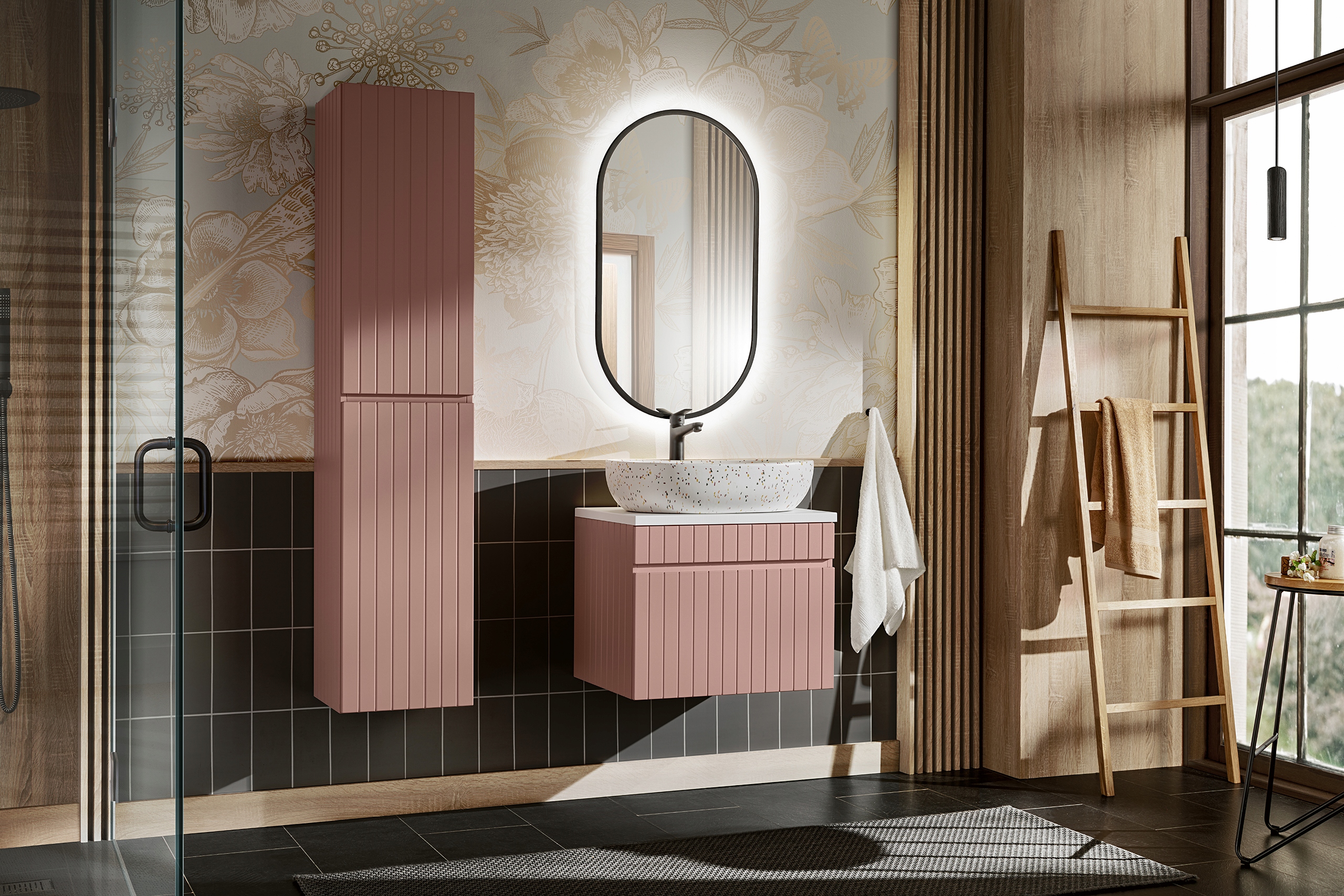Szafka z umywalką 60 cm ICONIC ROSE Materiał MDF