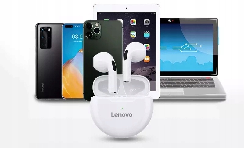SŁUCHAWKI BEZPRZEWODOWE LENOVO HT38 ORYGINALNE 2024 Z POWERBANKIEM DOUSZNE Transmisja sygnału Bluetooth