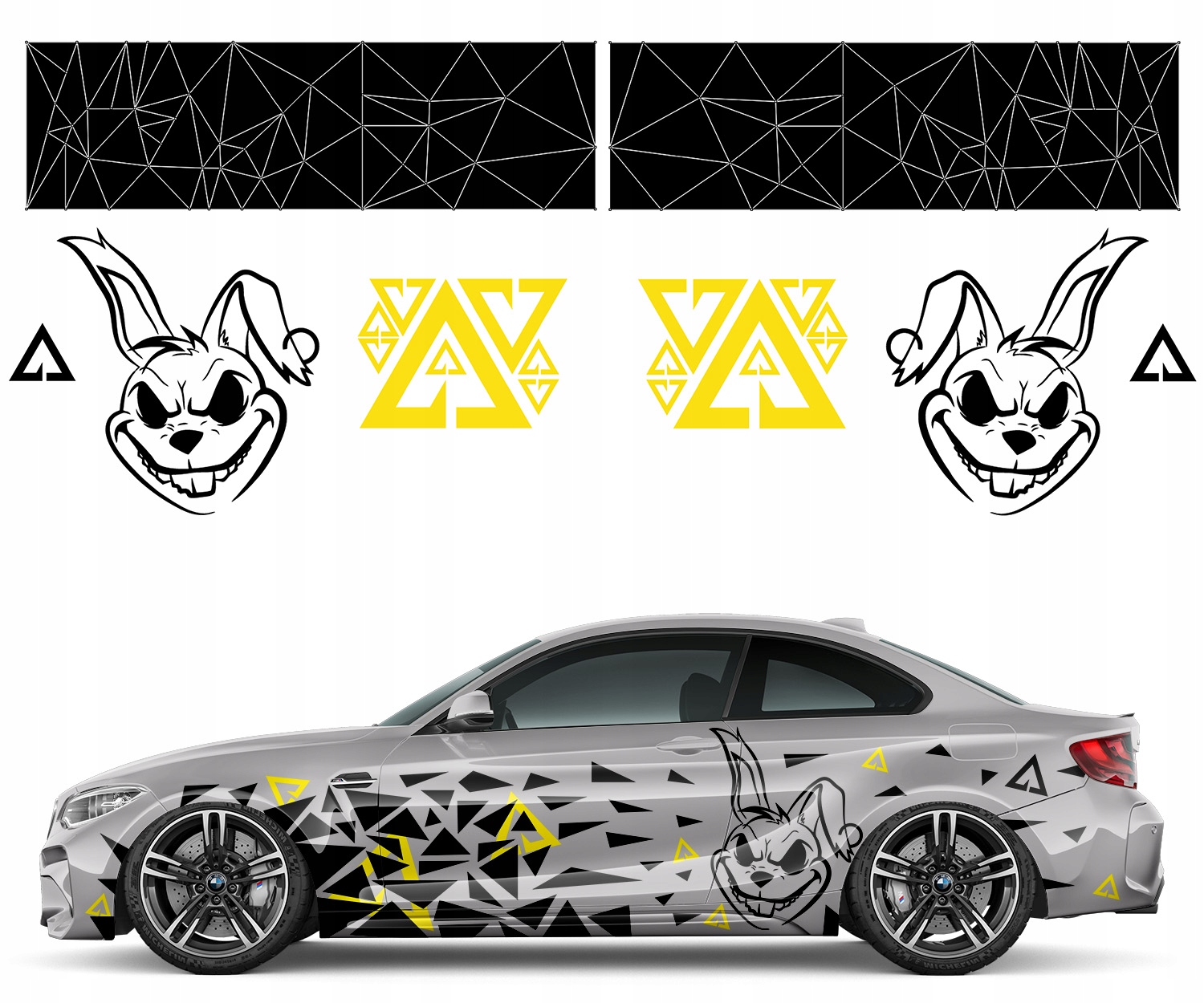 Samolepky na auto Motiv Trojúhelníky Králík 61 x 580 cm