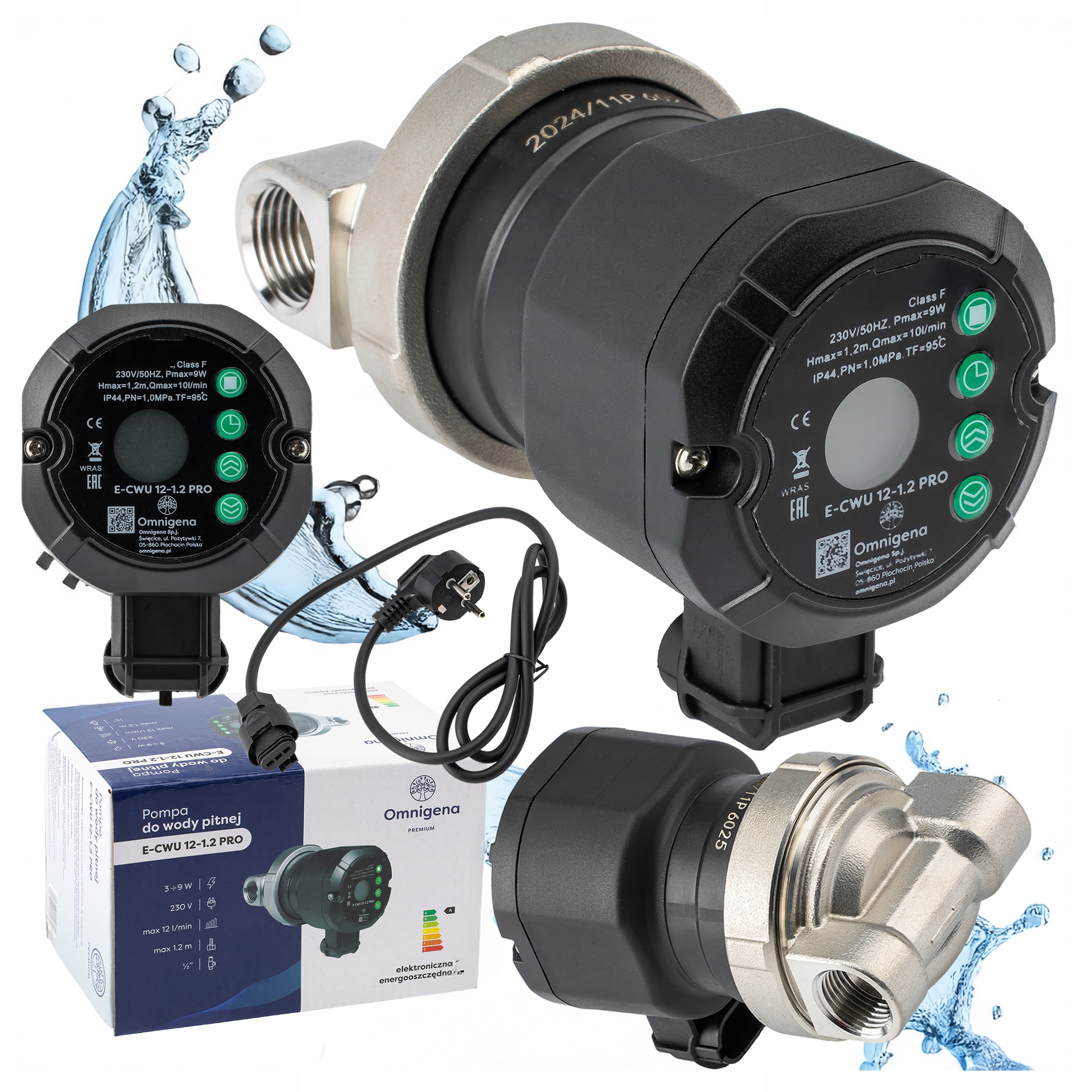 Pompa Obiegowa Ecwu 12-1.2 Pro Do Czystej Wody Elektroniczna 10 Bar 230V