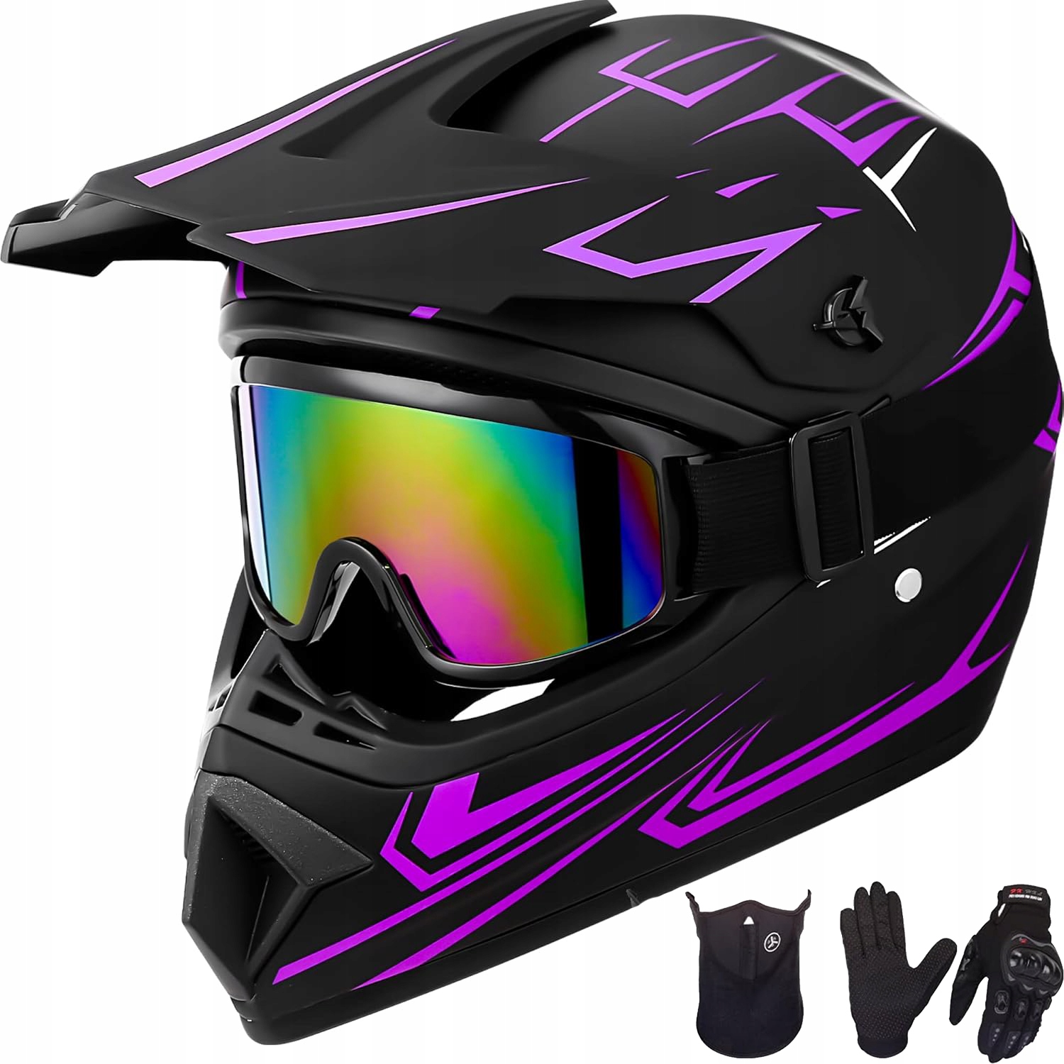 Crossová Prilba Na Crossa Motocykel Enduro Maska+Okuliare+Rukavice Sada Kód L