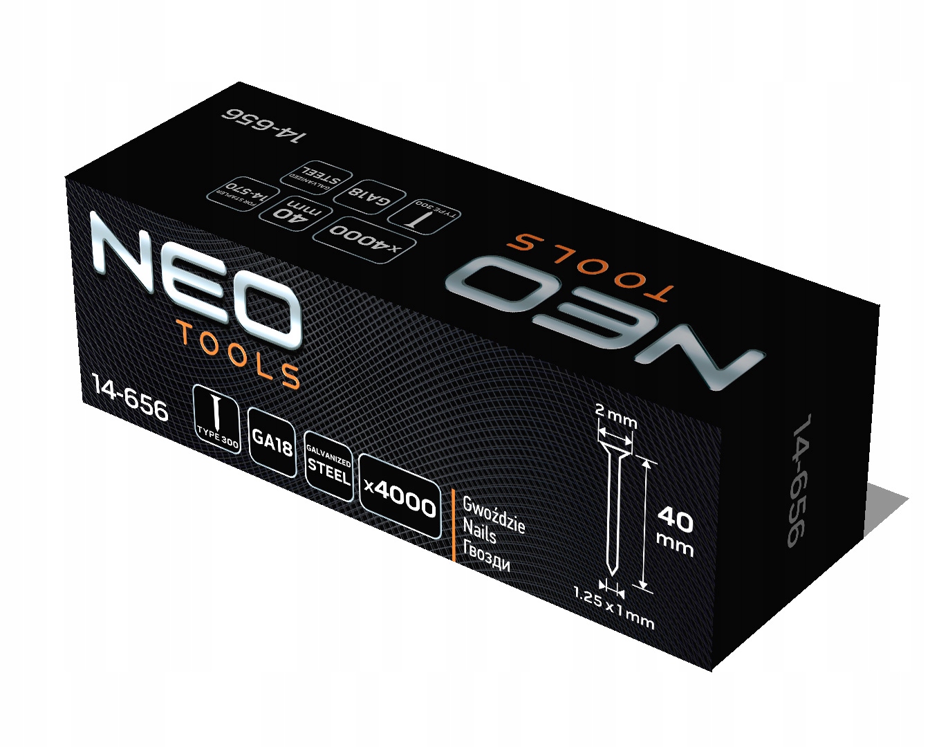 Gwoździe galwanizowane do zszywacza pneumatycznego (14-570), GA18, Typ 300 Marka Neo Tools