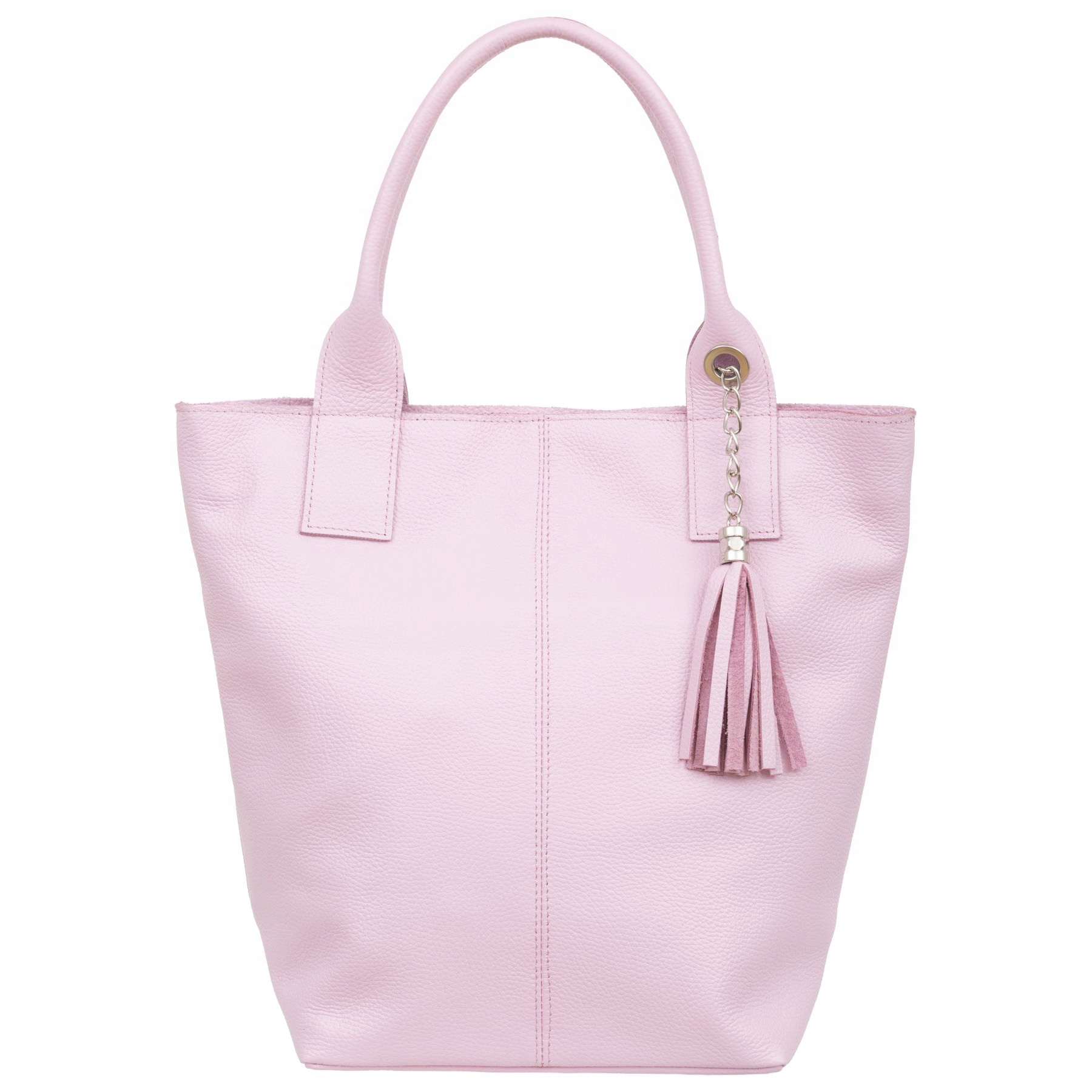 Vera Pelle torebka damska skórzana shopper z długimi rączkami Różowa