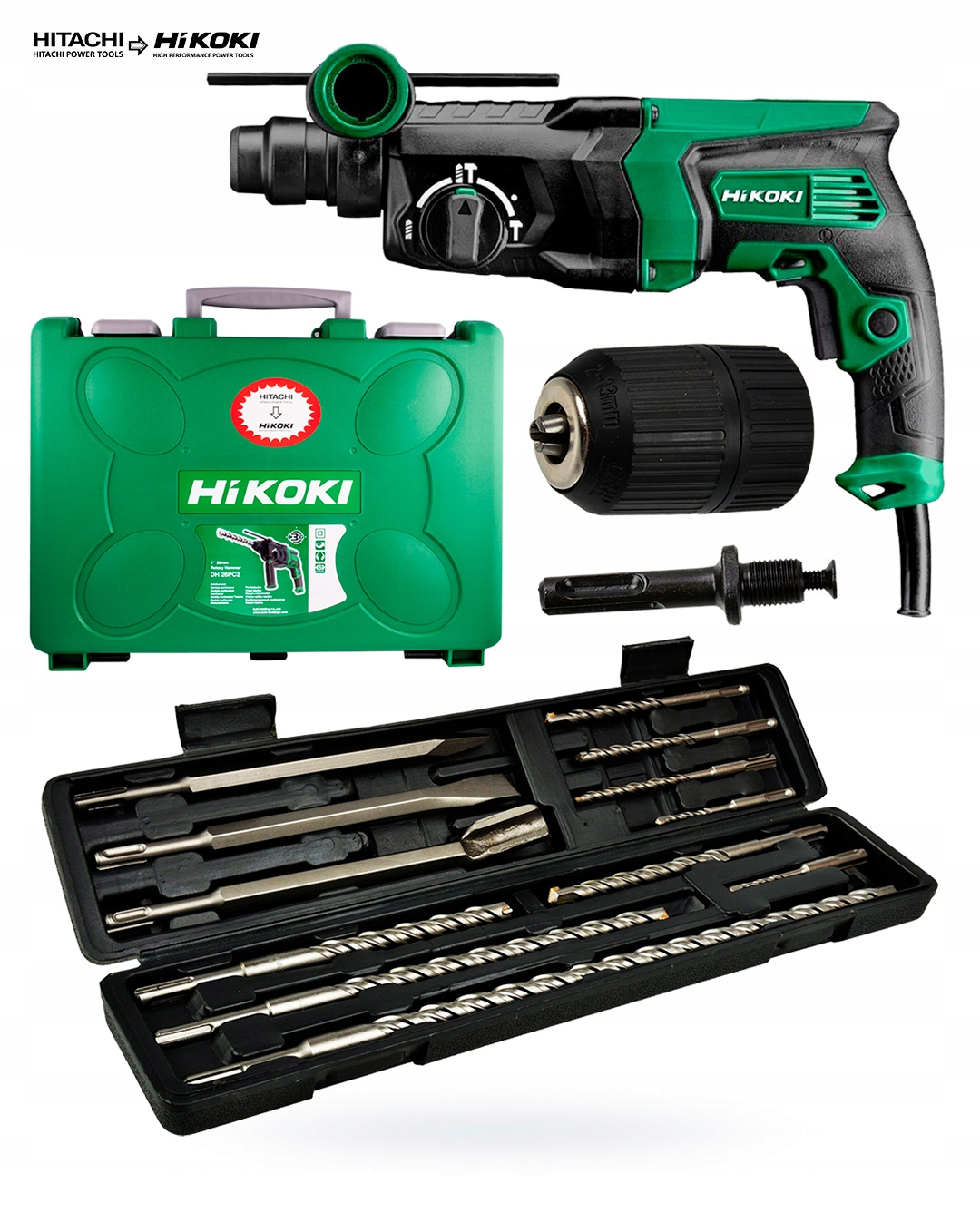 Hikoki DH26PC młotowiertarka 830W adapter+wiertła Kod producenta DH26PC2WSZ