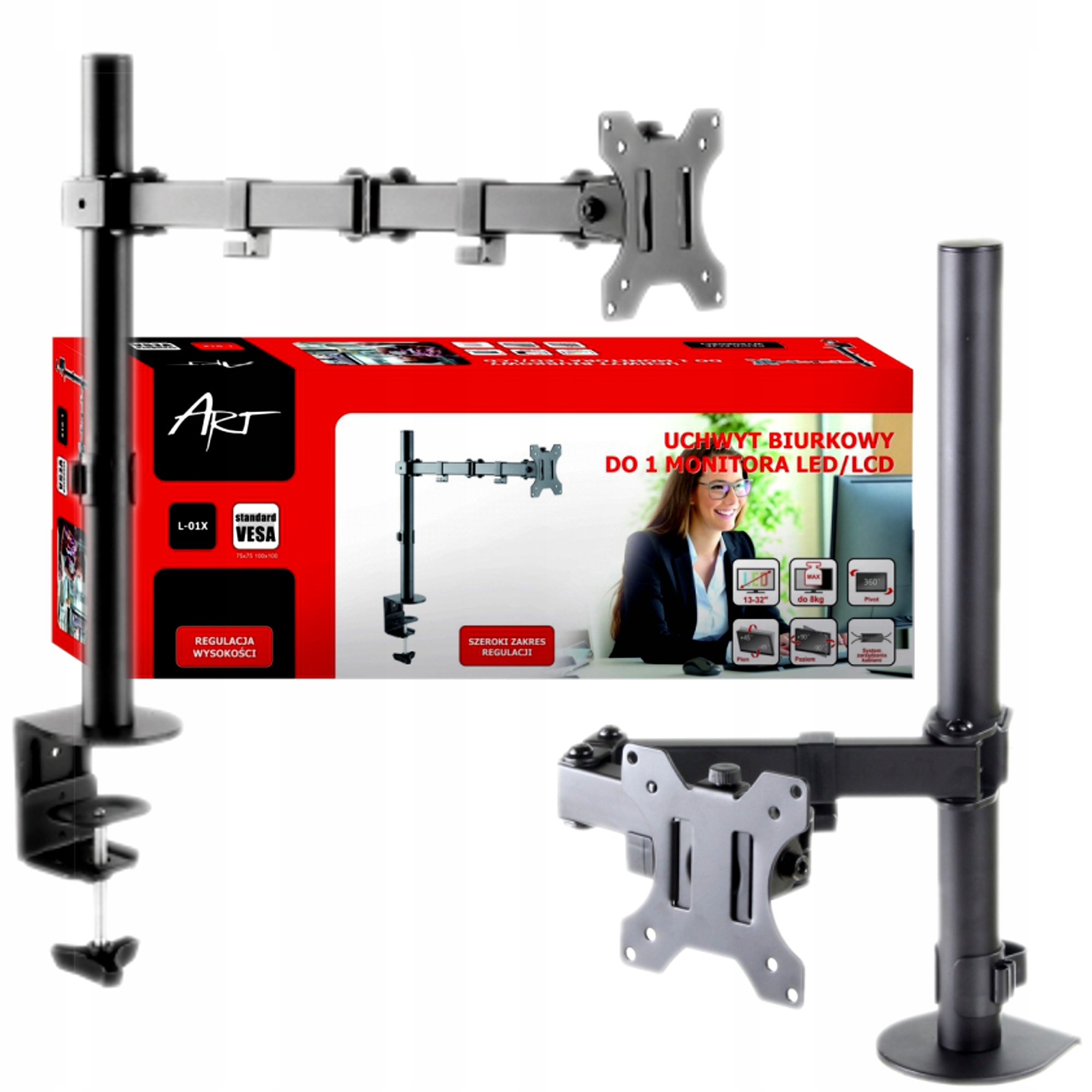 

Uchwyt Biurkowy Monitora Led/lcd 13-32" 8kg