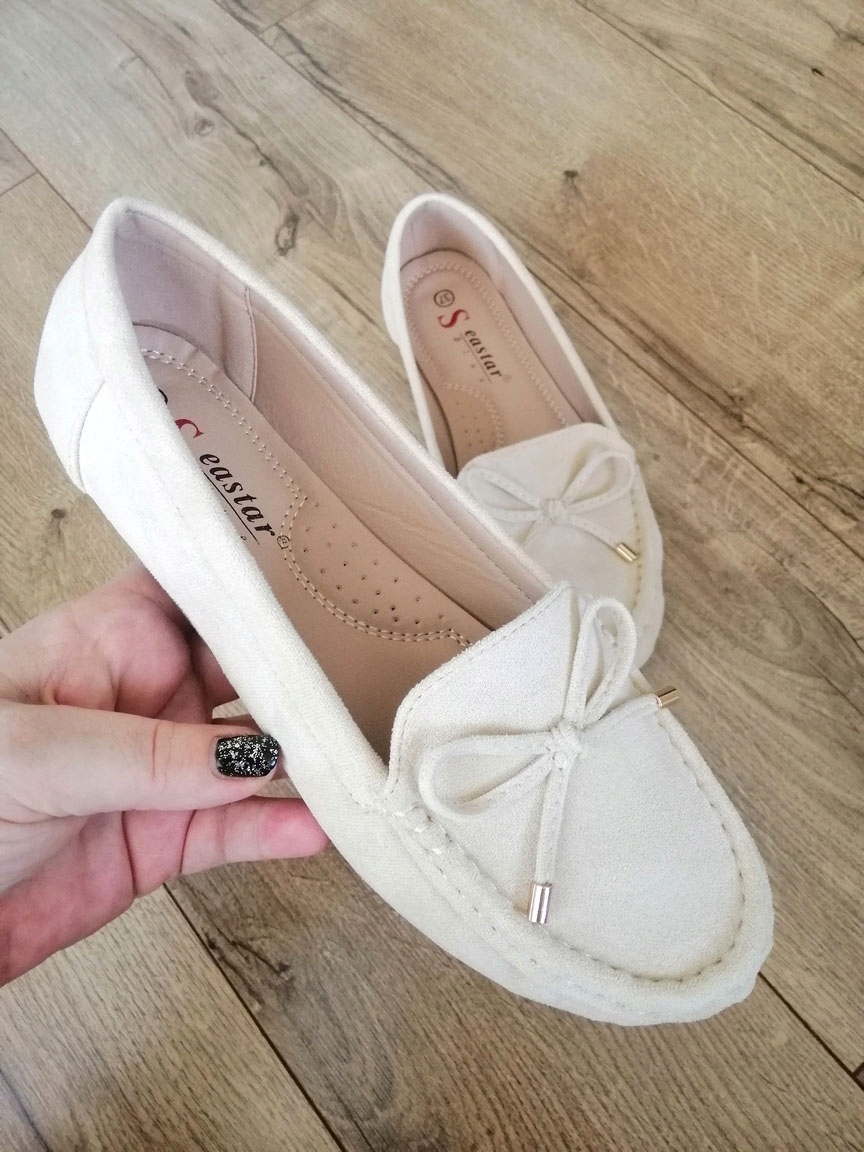 BALERINY MOKASYNY DAMSKIE BEŻOWE NUDE ZAMSZ R.39 Oryginalne opakowanie producenta pudełko