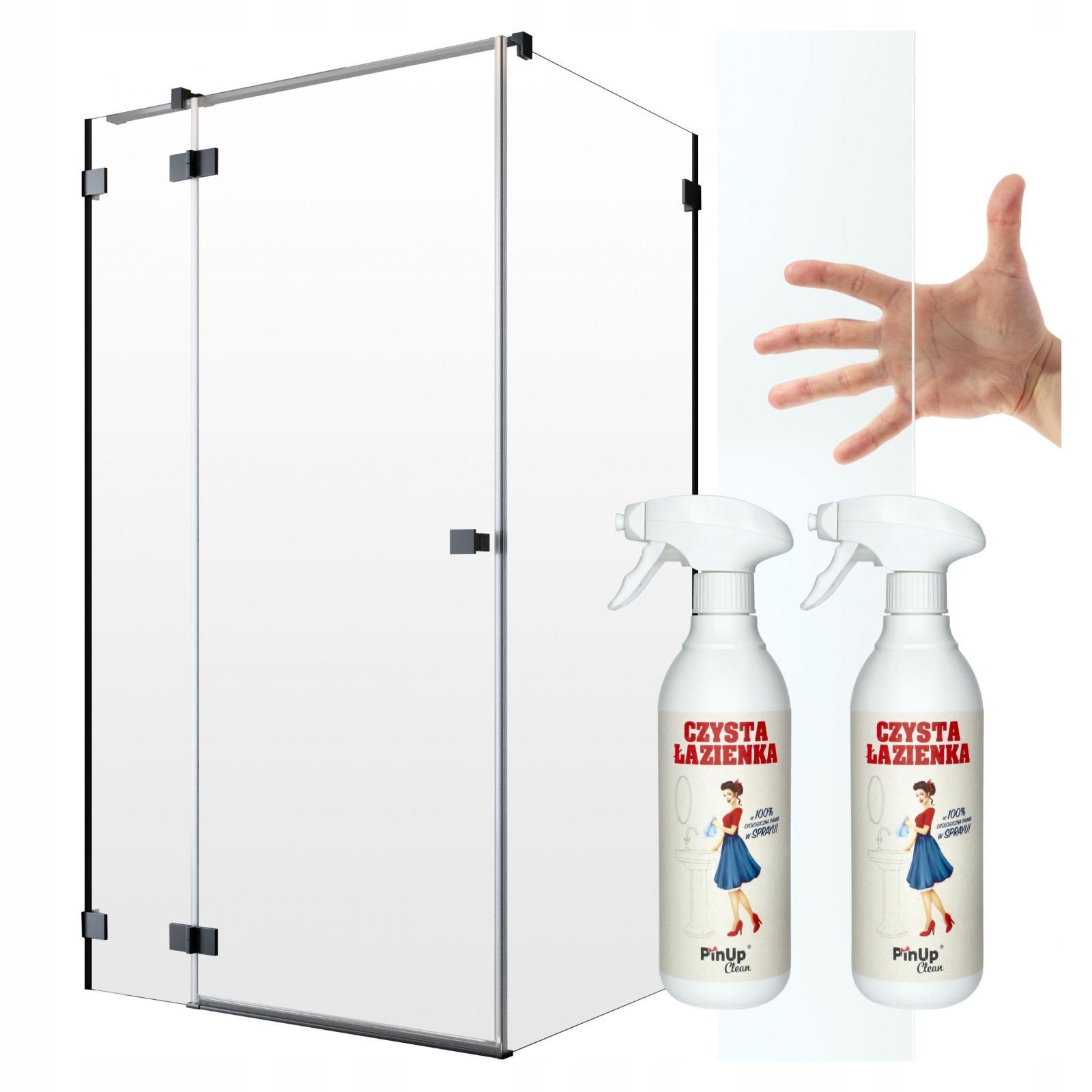 Kabina prysznicowa szklana czarna 80x120 L czyste pianka czyszcząca PinUp