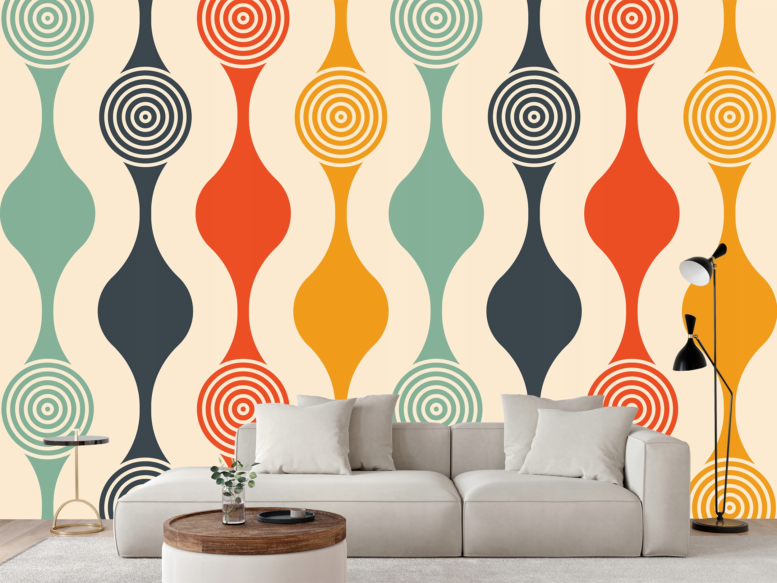 Fototapeta Retro Vzor Barevné Geometrické Kruhy – 400 x 280 cm