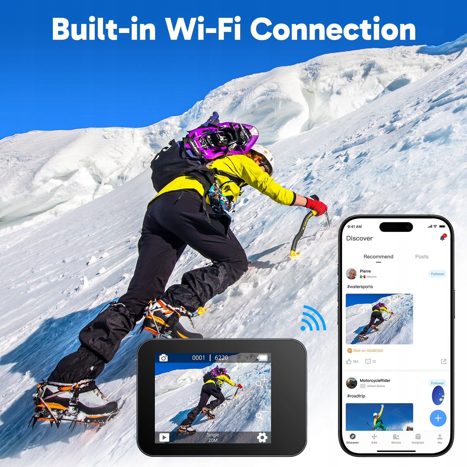 AKASO Kamera Sportowa 4K 30FPS 20MP WiFi Wodoodporna 40M EIS Zoom 4X — miniatura 9