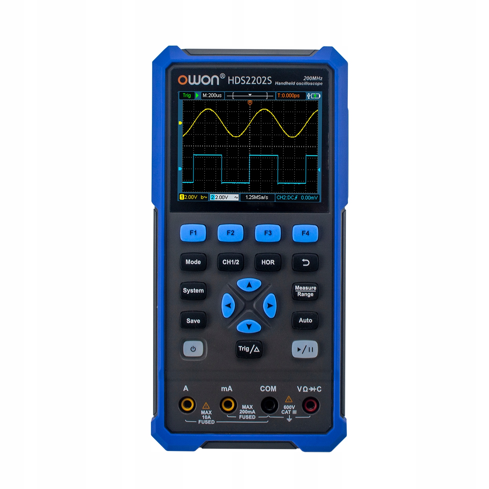 Owon HDS2202S Ručný digitálny osciloskop 3 v 1 Multimeter Generátor priebehov