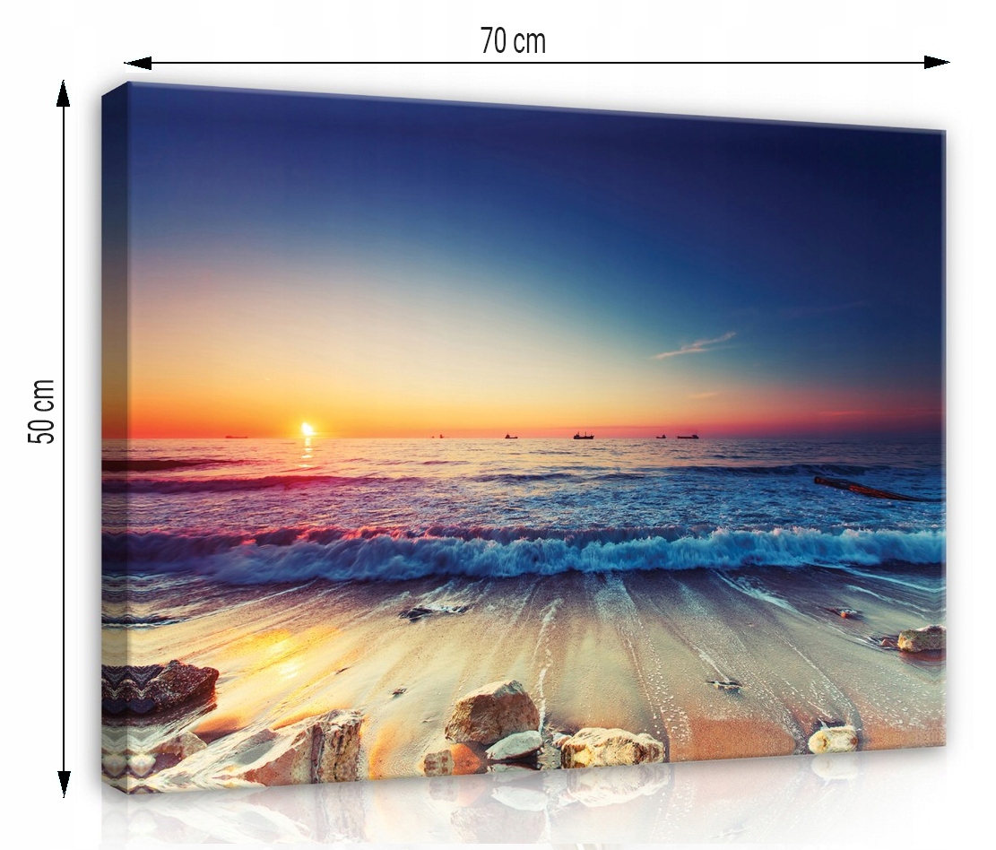OBRAZ NA PŁÓTNIE CANVAS 70x50 MORZE FALE SŁOŃCE Marka Consalnet