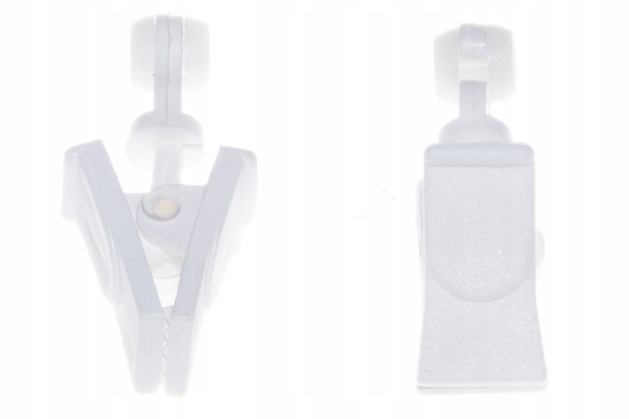 Biele pohyblivé žabky s valčekom v strede na stropnú lištu 1000 ks na záclony