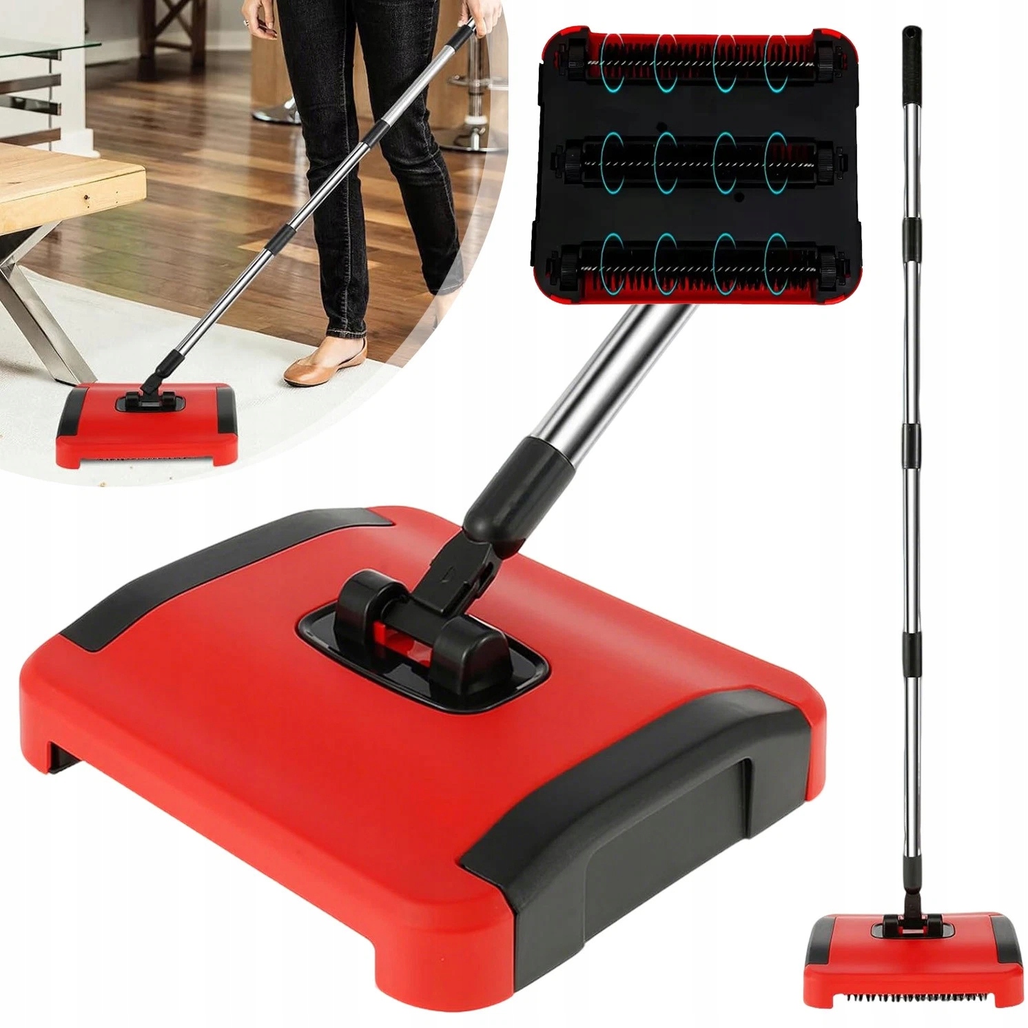 Levně Vysavač mechanický, bezsáčkový, ruční kartáč na metly, robustní