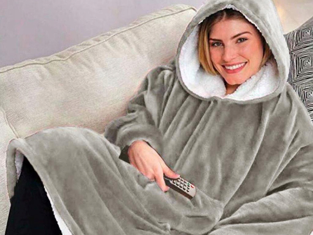 CIEPLUTKI KOC BLUZA Z RĘKAWAMI I KAPTUREM SZARA Marka Perfectlife