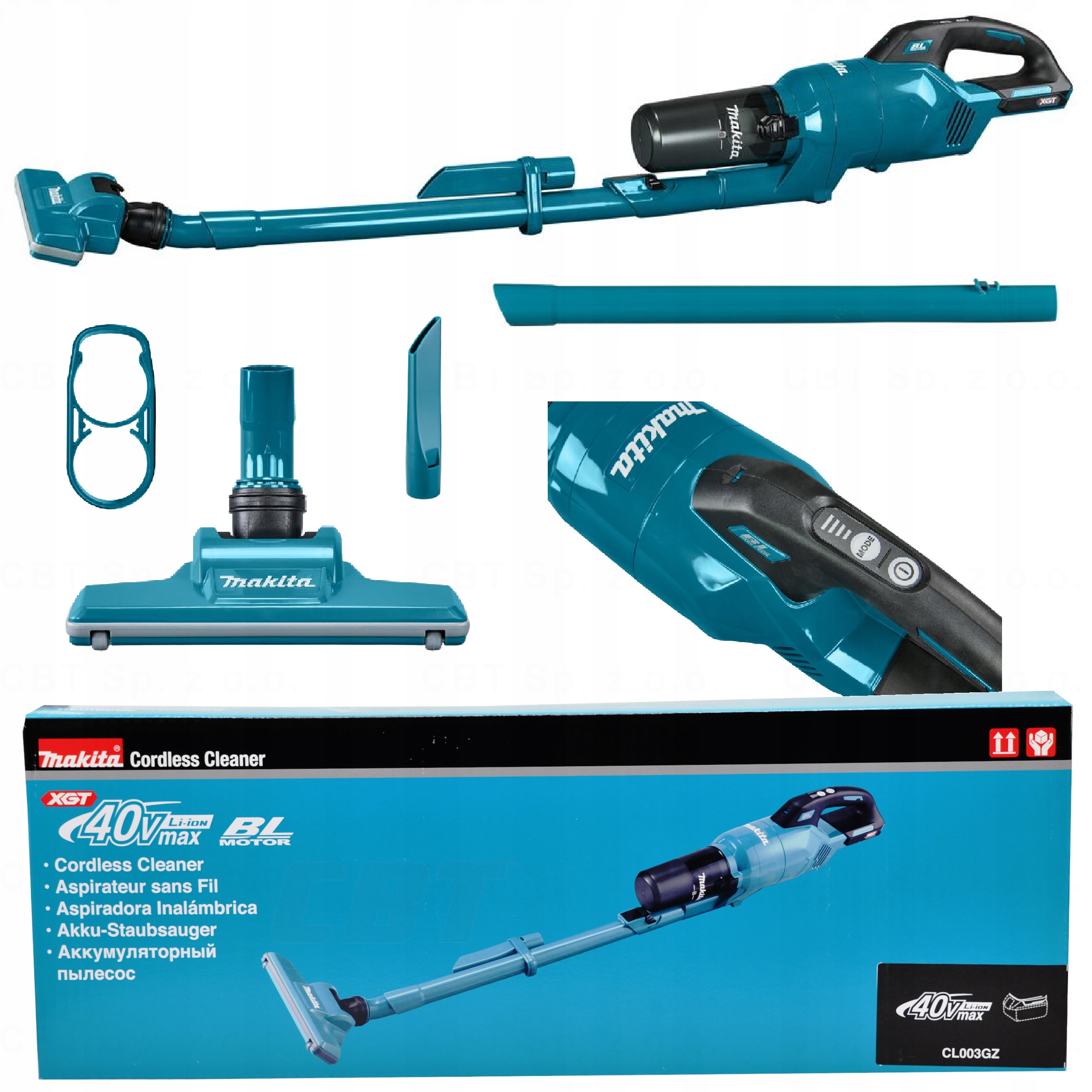 Odkurzacz Pionowy Mocny Xgt Akumulatorowy Niebieski 40V Cyklon Lekki Led