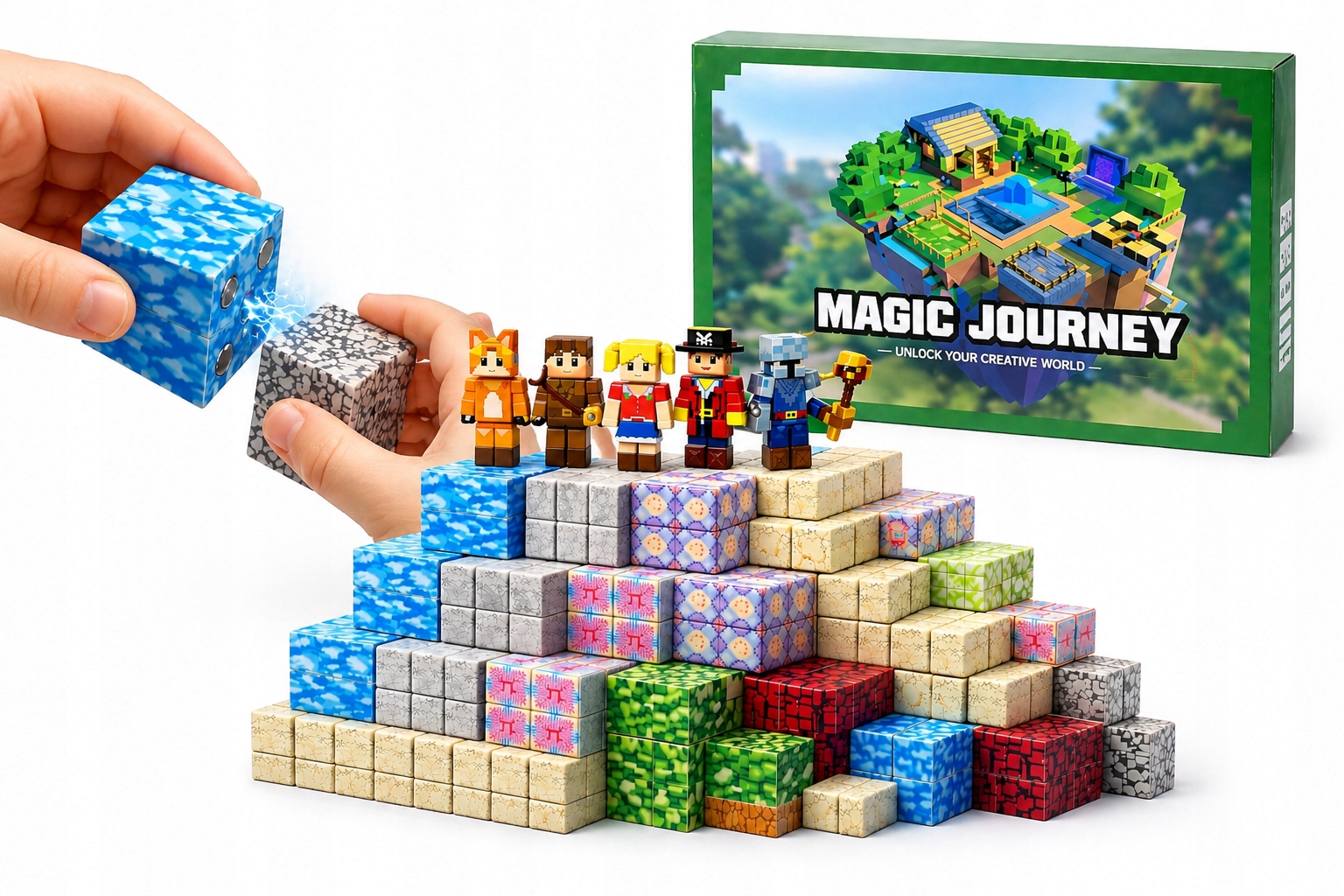 Klocki Magnetyczne 300 Szt Sześciany 2x2x2CM Klocki Konstrukcyjne Figurki
