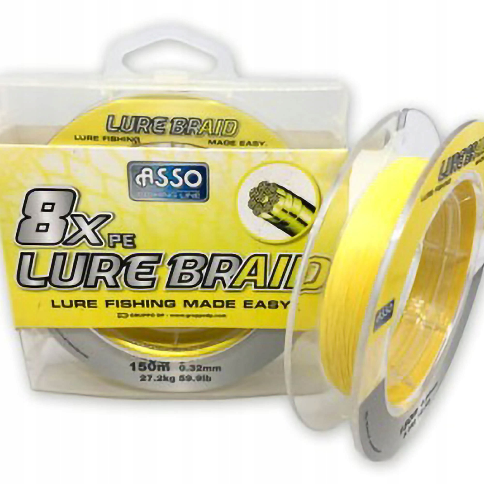 Plecionka Asso 8Xpe Lure Braid St Spool Yellow 10 8X75den 0,18mm 300m