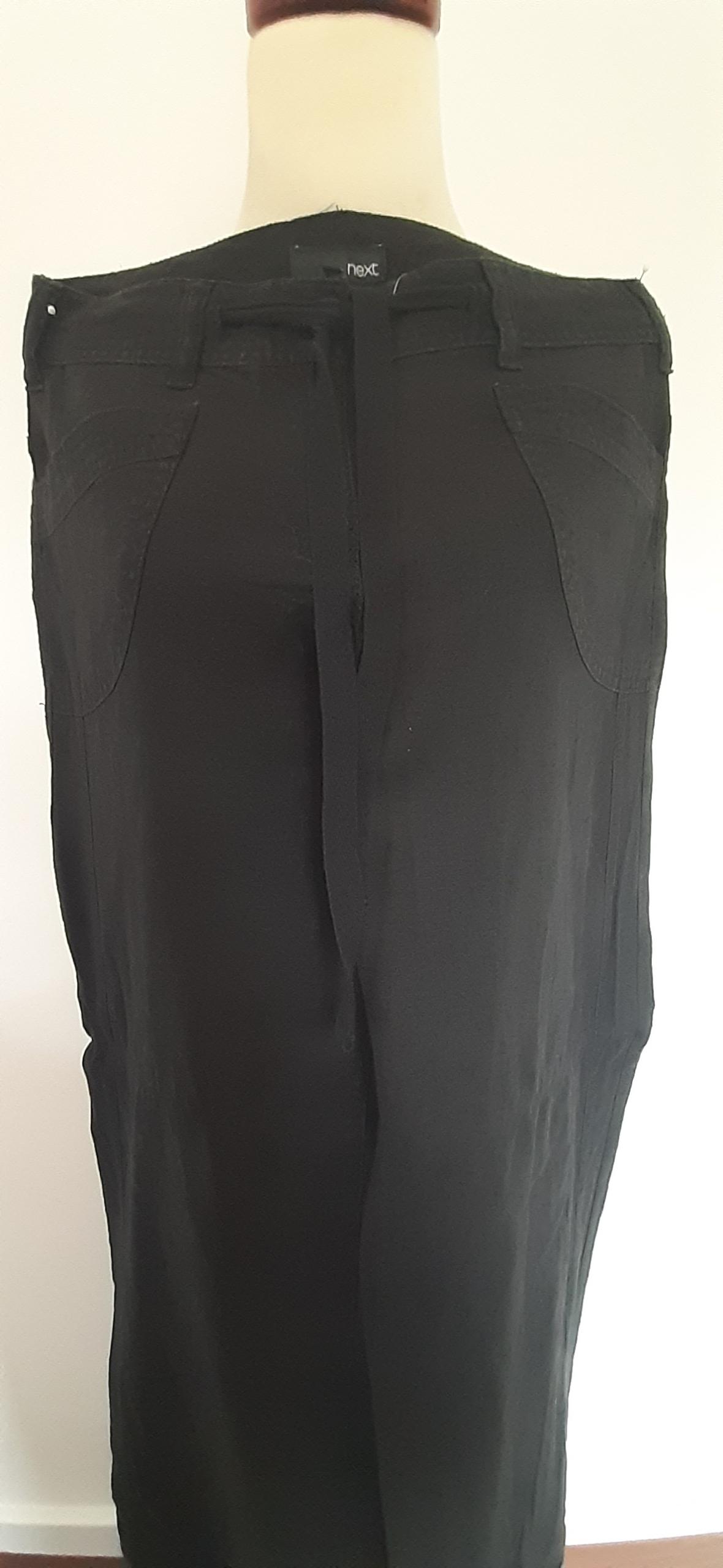 NEXT 36 CZARNE LNIANE SPODNIE SZEROKA NOGAWKA Marka next
