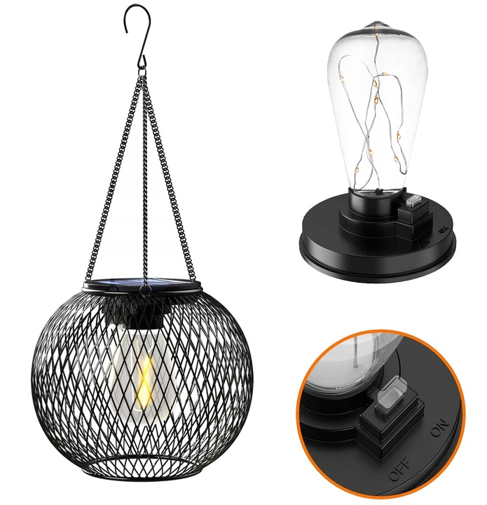 Lampa Solarna Ogrodowa LED Wisząca Metalowa Lampion Do Ogrodu Na Taras Rodzaj lampa wisząca