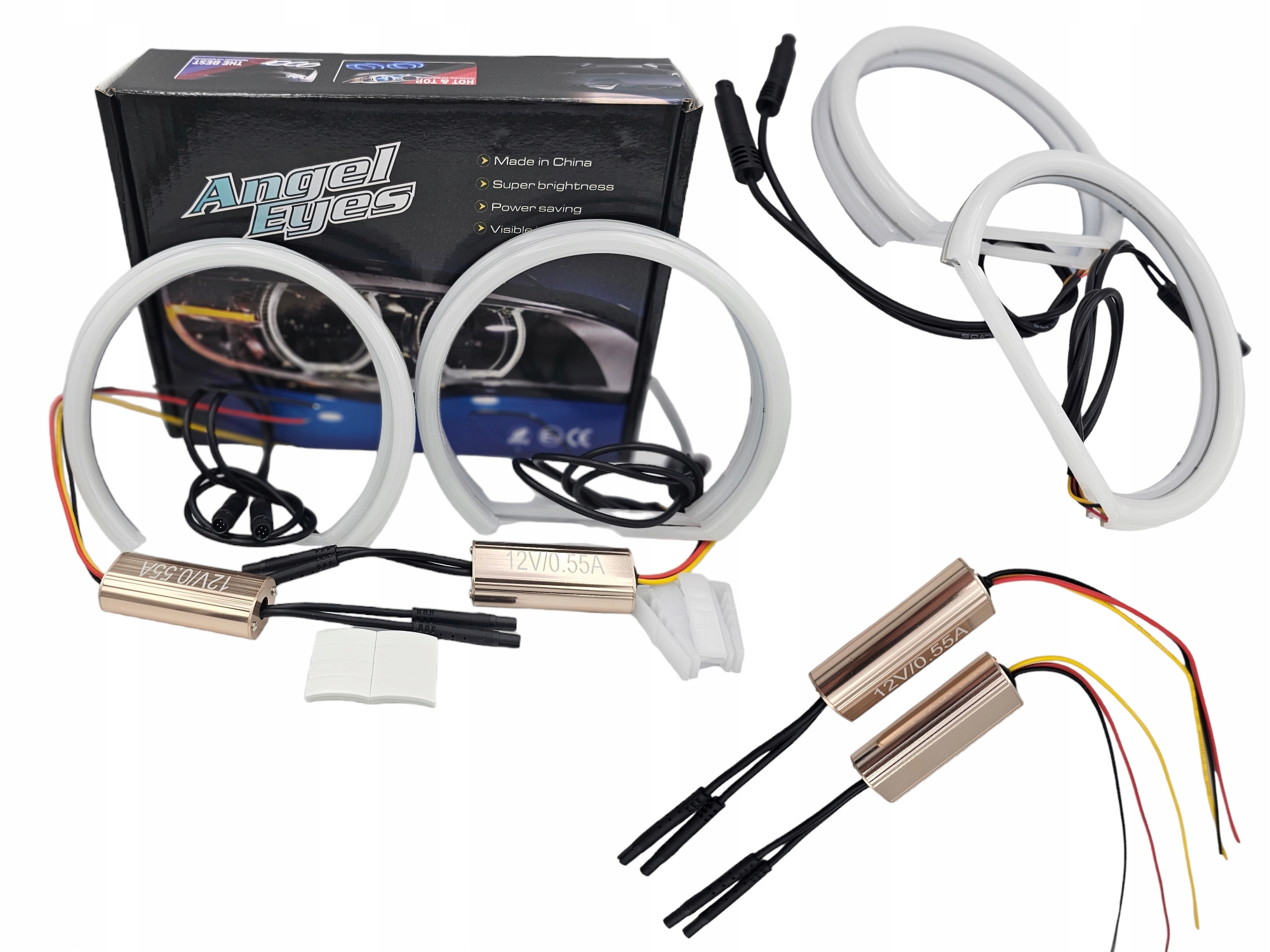 2v1 Dual Colors Cotton Led kroužky Bmw E36 E38 E39 E46 Žluto-bílé Top