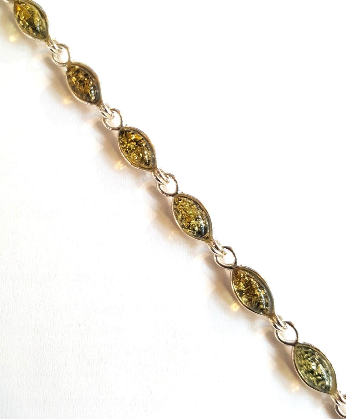 BRANSOLETKA SREBRNA z BURSZTYNEM *ZIELONA*+CERTYF. Marka Inna marka