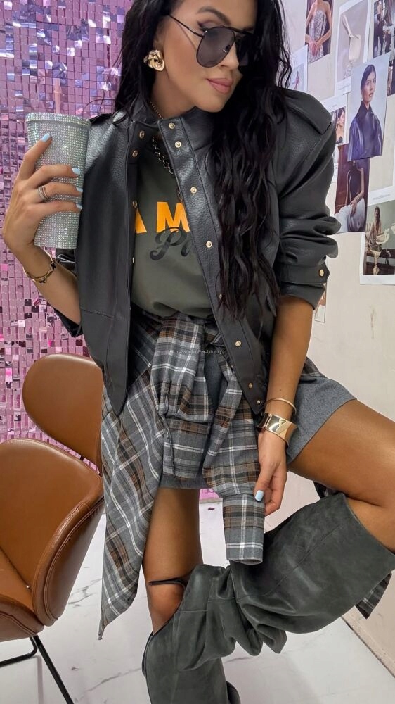 La Milla Bomberová Bunda Premium Eco Kůže Grafit Univerzální