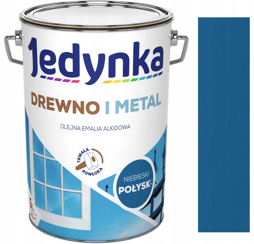 Jedynka Farba Do Drewna I Metalu Niebieski Połysk 5L