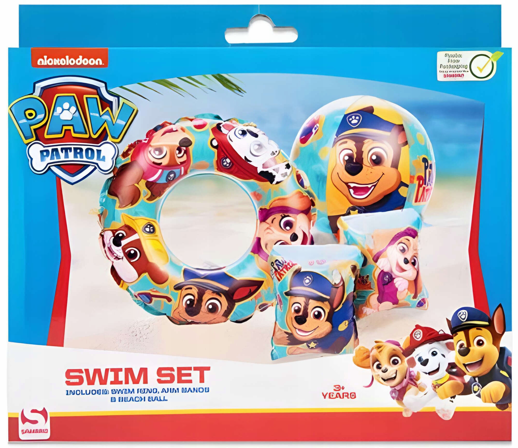 PSI PATROL ZESTAW DO ZABAWY W WODZIE KOŁO RĘKAWKI PIŁKA PONTON 100x60 CM Wiek dziecka 3 lata +