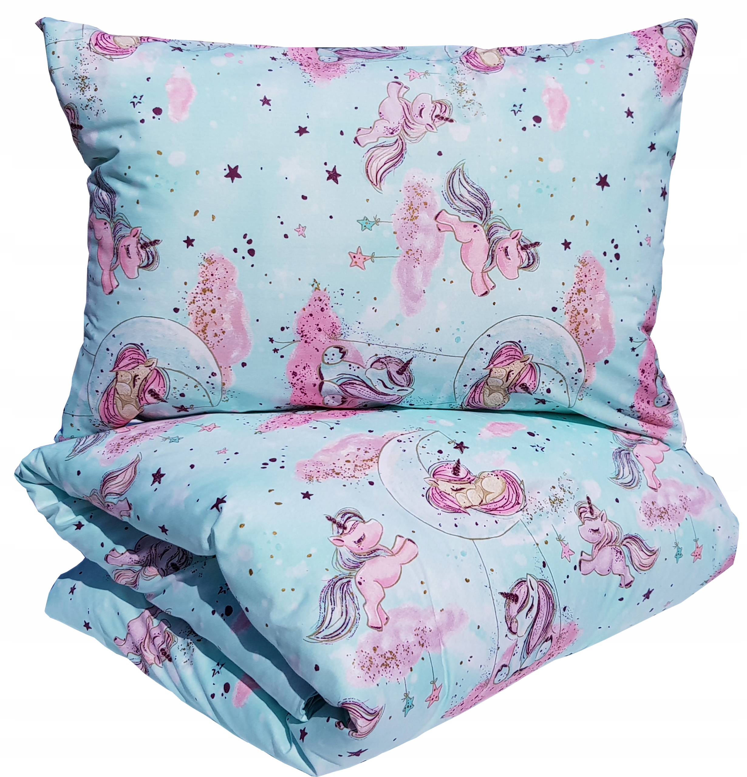 

Pościel Bawełniana 160x200 Jednorożec Koń Miętowa