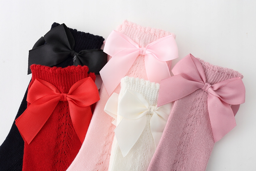 Podkolanówki skarpetki AŻUROWE z kokardkami 74-80 Rozmiar 80