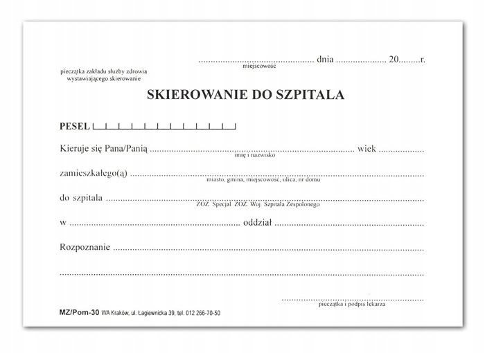 Skierowanie do szpitala Pom-30