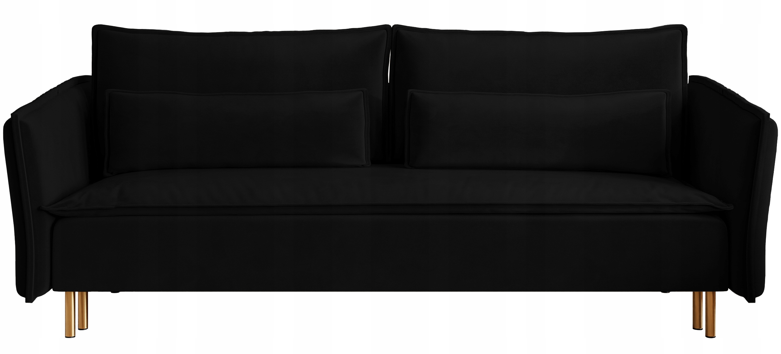 Rozkládací pohovka Ummo s úložným prostorem černá velur nohy zlaté