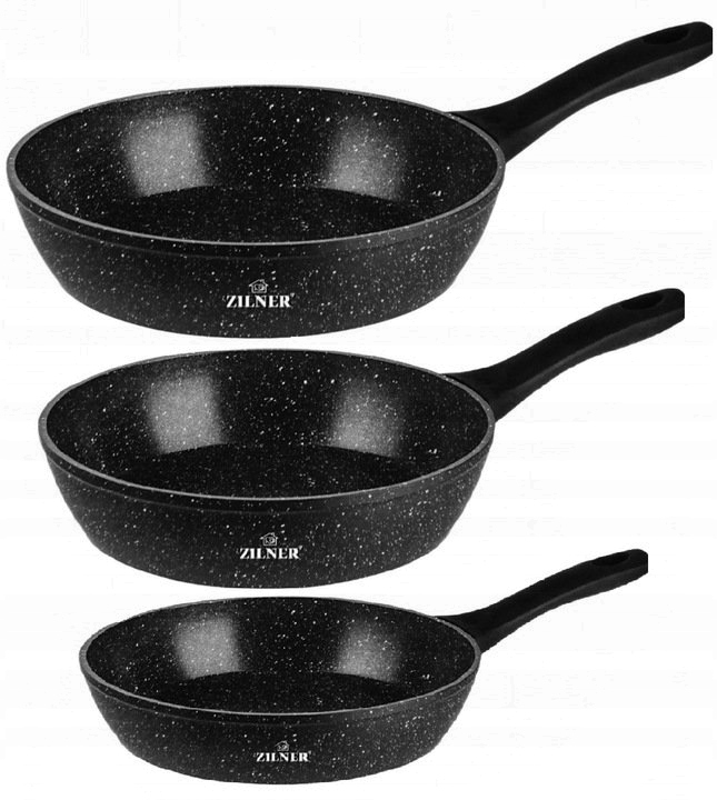 Zestaw Patelni Zilner Premium Marmurowe Zl-7720 3 Sztuki Patelnia Kamienna
