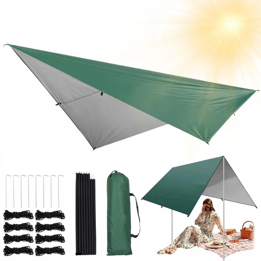 Tarp Voděodolná Plachta 300*300 CM Skládací Markýza Stan 210D