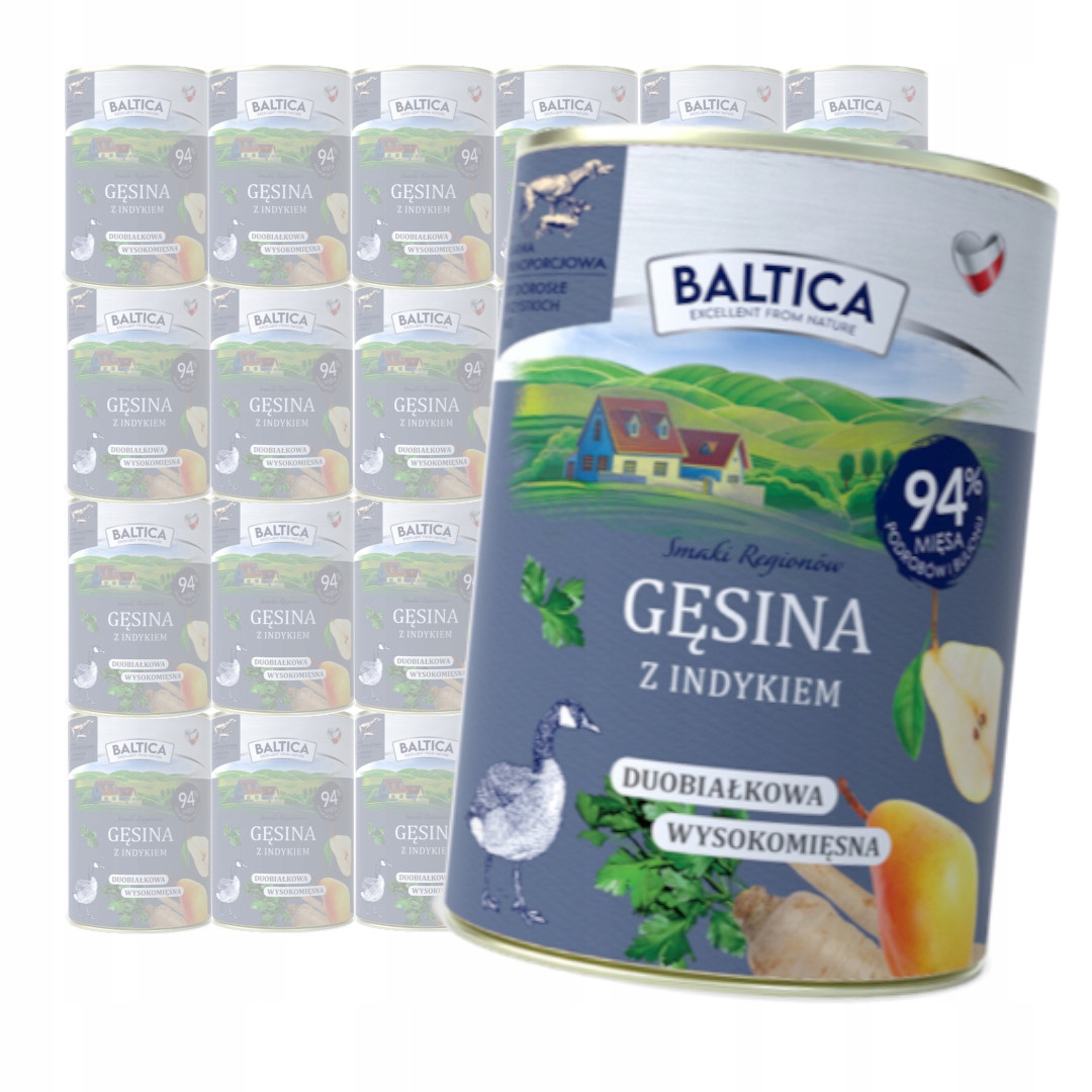 Levně Baltica Husí Krůta 24x400g Duoproteinová Vlhké Krmivo krmiva pro psy bez obilovin