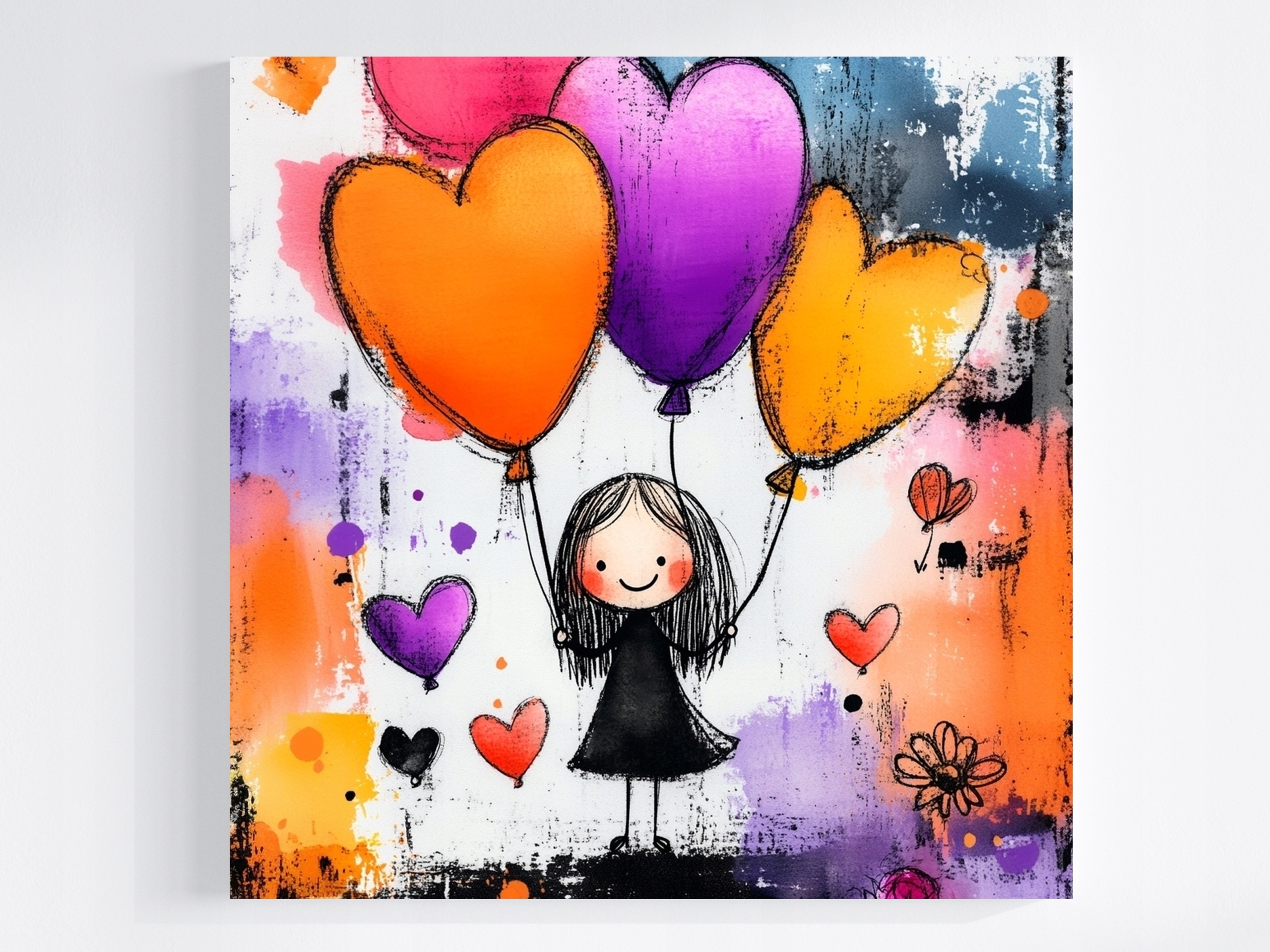 Obraz Na Plátně Canvas Portrét Dítě Dívka Balón Srdce 80x80