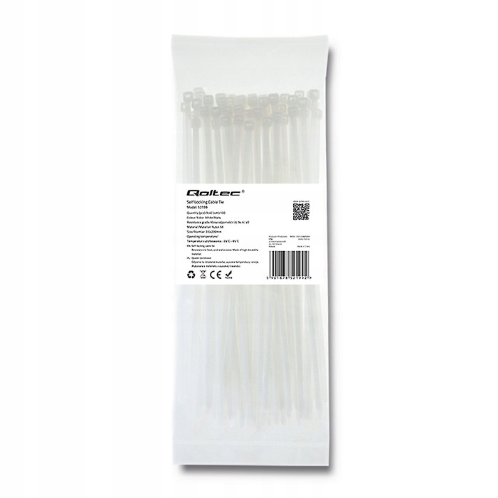 

Qoltec Opaska zaciskowa 3.6*200mm Nylon Uv Biała