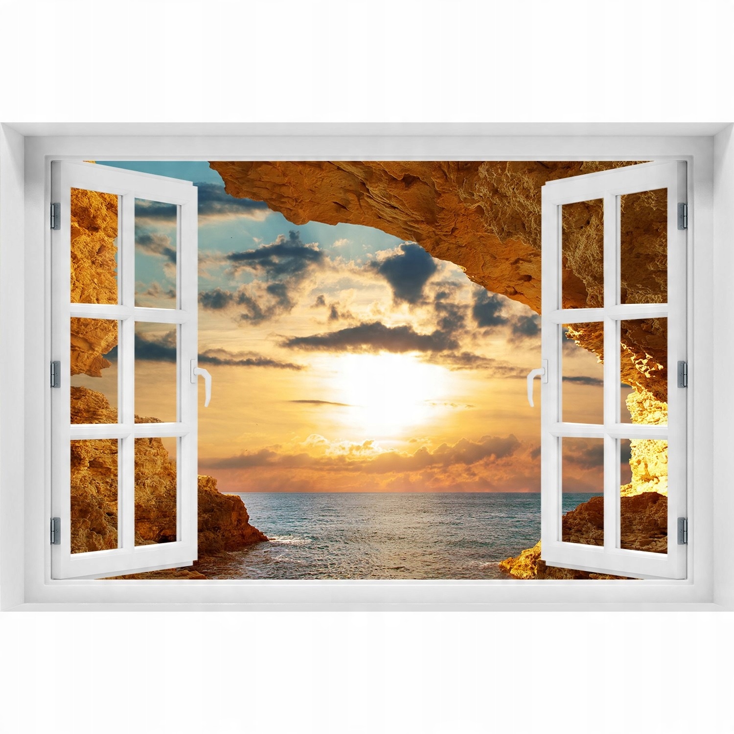 

Naklejka fototapeta 3D Okno widok Grota nad morzem