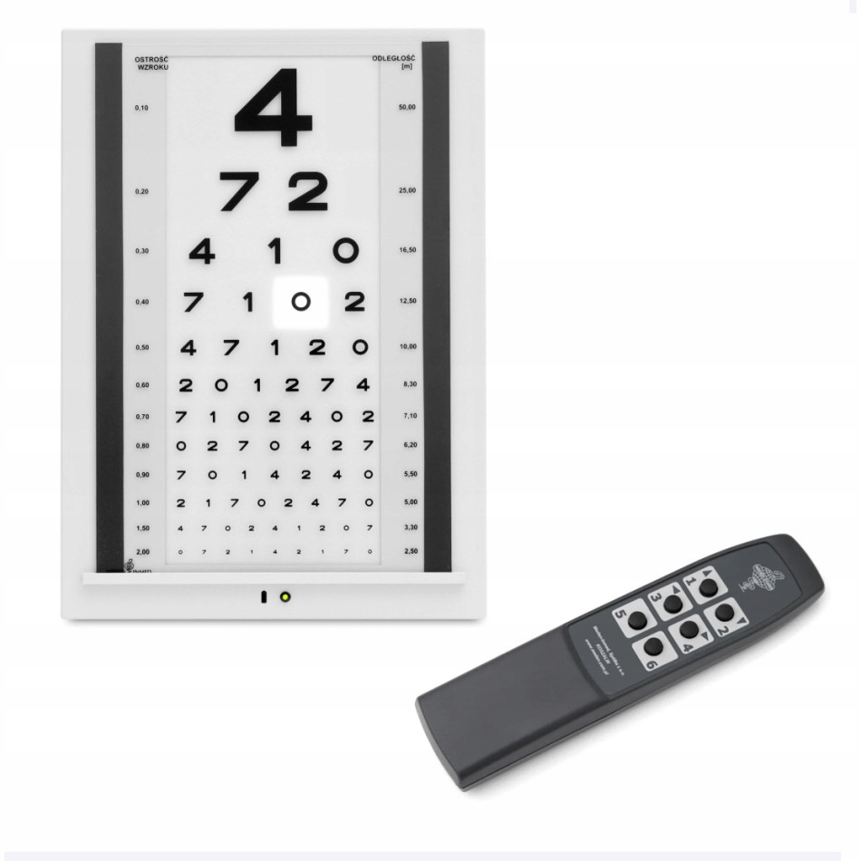 Tablica okulistyczna Snellena Oko do badania wzroku optotyp cyfry