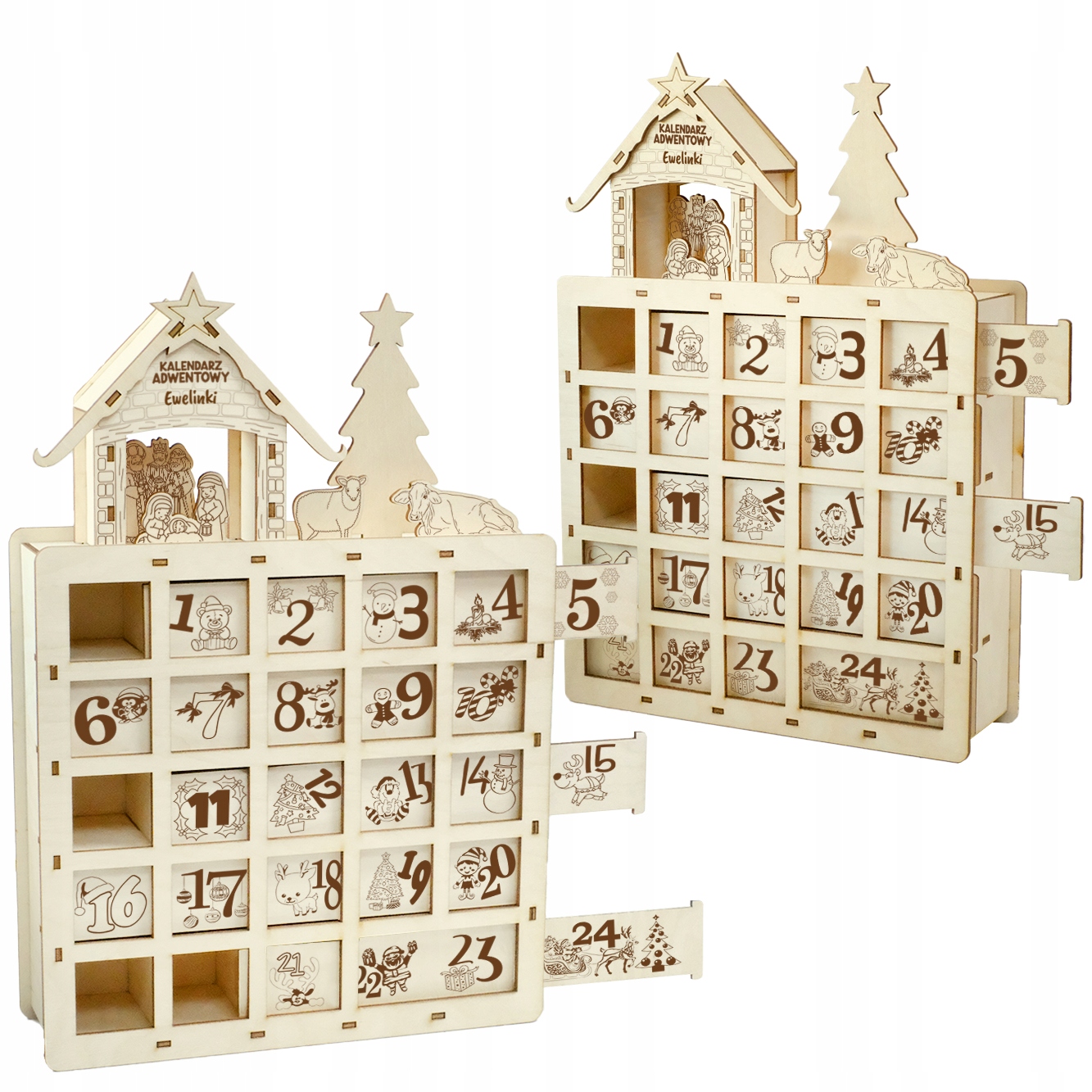 KALENDARZ ADWENTOWY DREWNIANY NA ŚWIĘTA SZOPKA