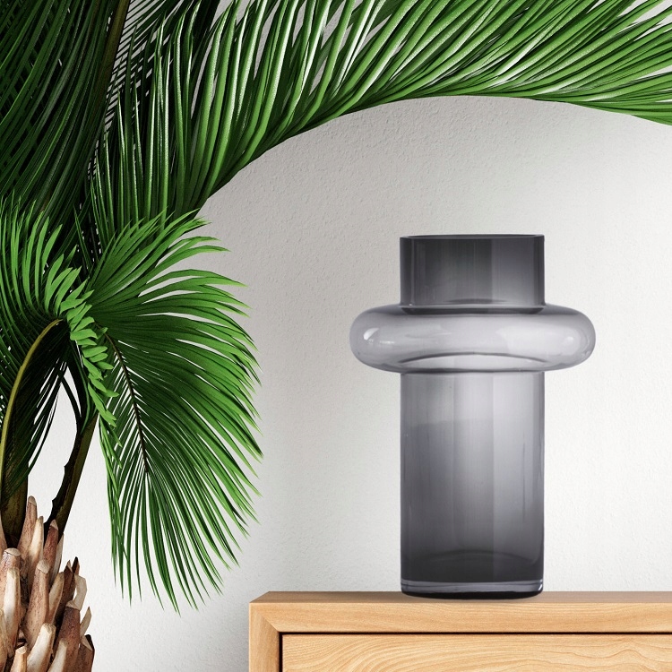 Wazon na kwiaty dekoracyjny szklany duży Czarny Kolor czarny