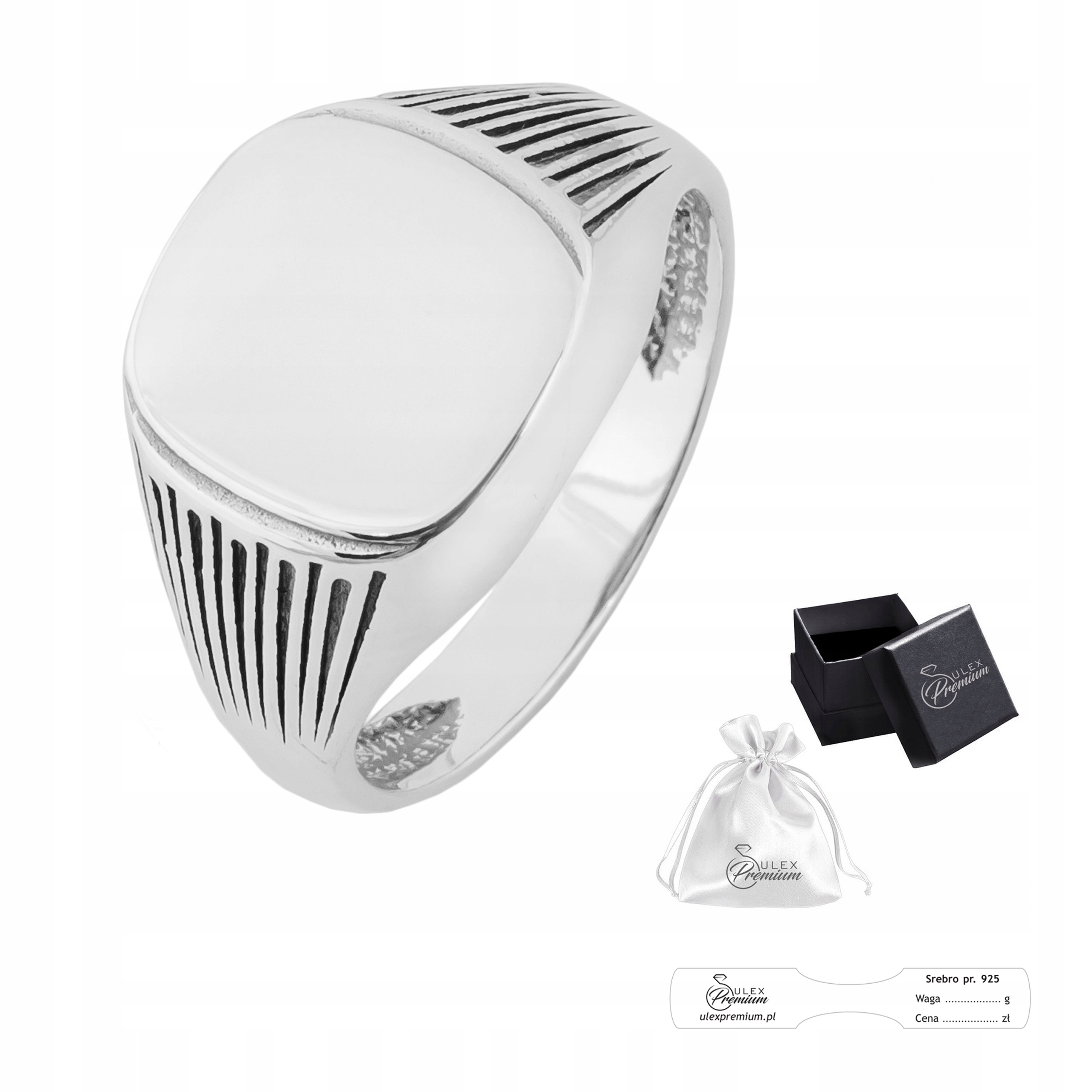 Stříbrný signet ryzost 925 Stylový prsten Hladká rovina Gravírování vel. 29