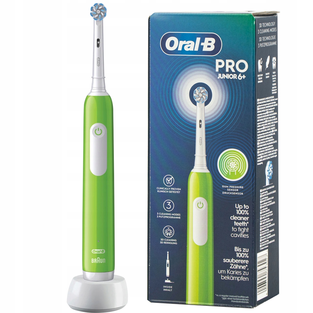 Szczoteczka elektryczna do zebów Oral-B Pro Junior 6+ zielona Dla dzieci
