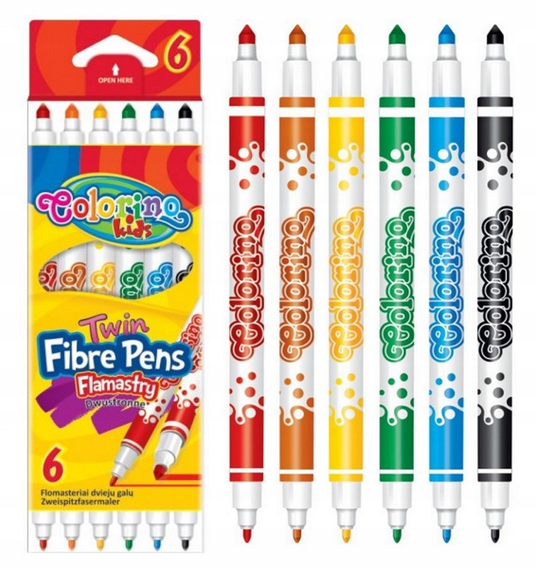 COLORINO FLAMASTRY6 KOL DWUSTRONNE dwie grubości