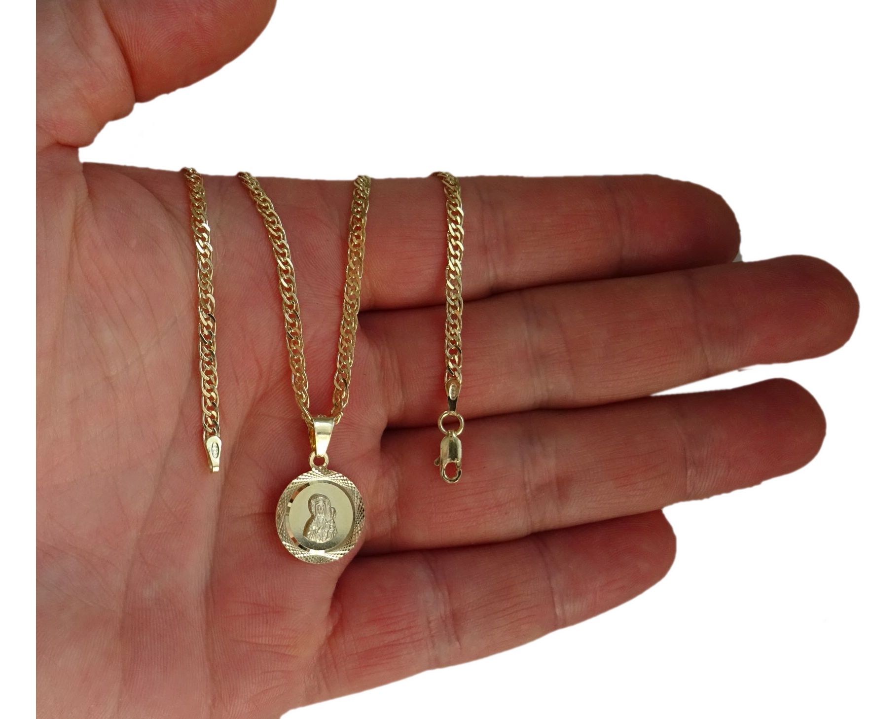 ŁAŃCUSZEK ZŁOTY 925 MEDALIK KOMUNIA CHRZEST GRAWER Marka Inna marka