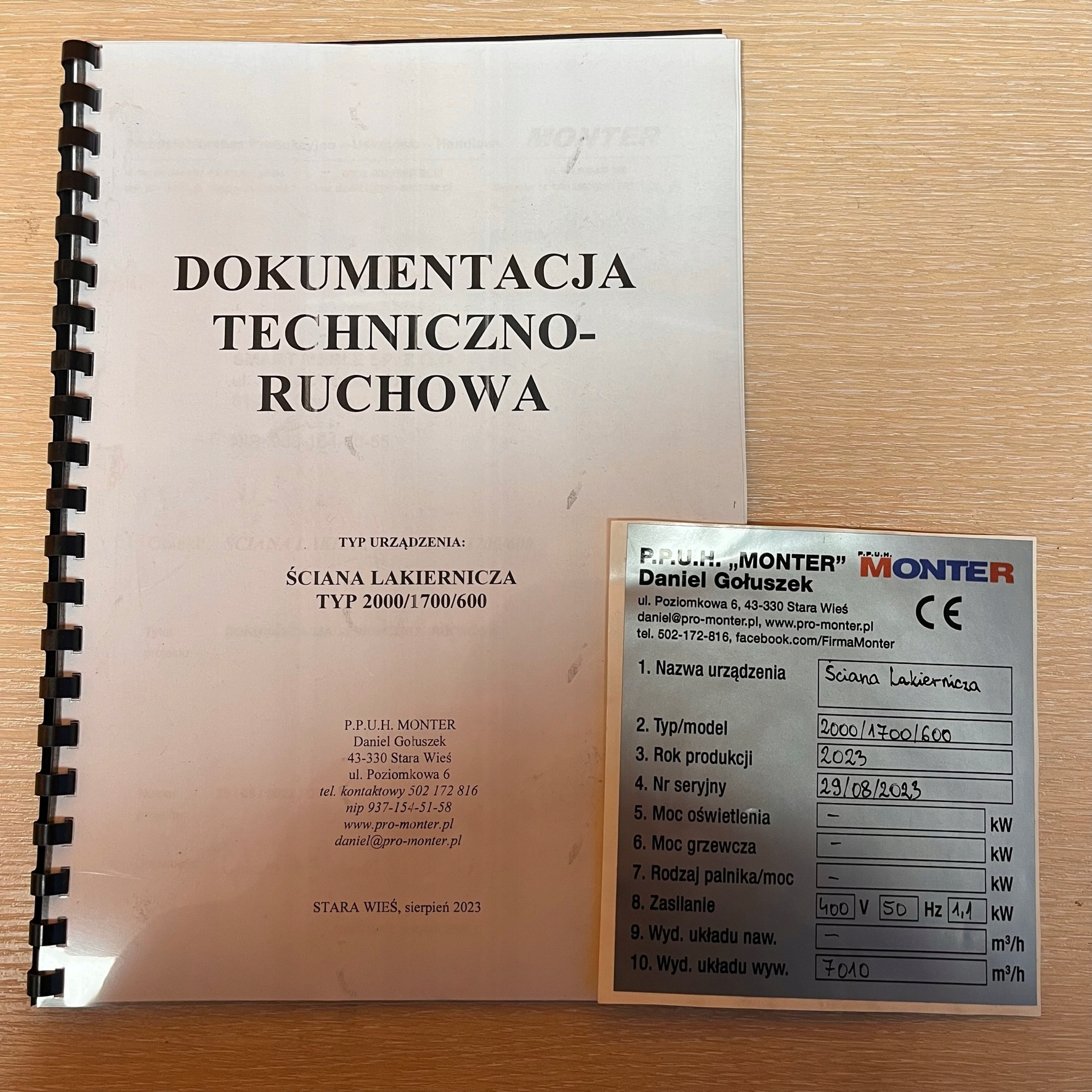 ŚCIANA LAKIERNICZA START 3000/1700/600 ATEX Waga 200 kg